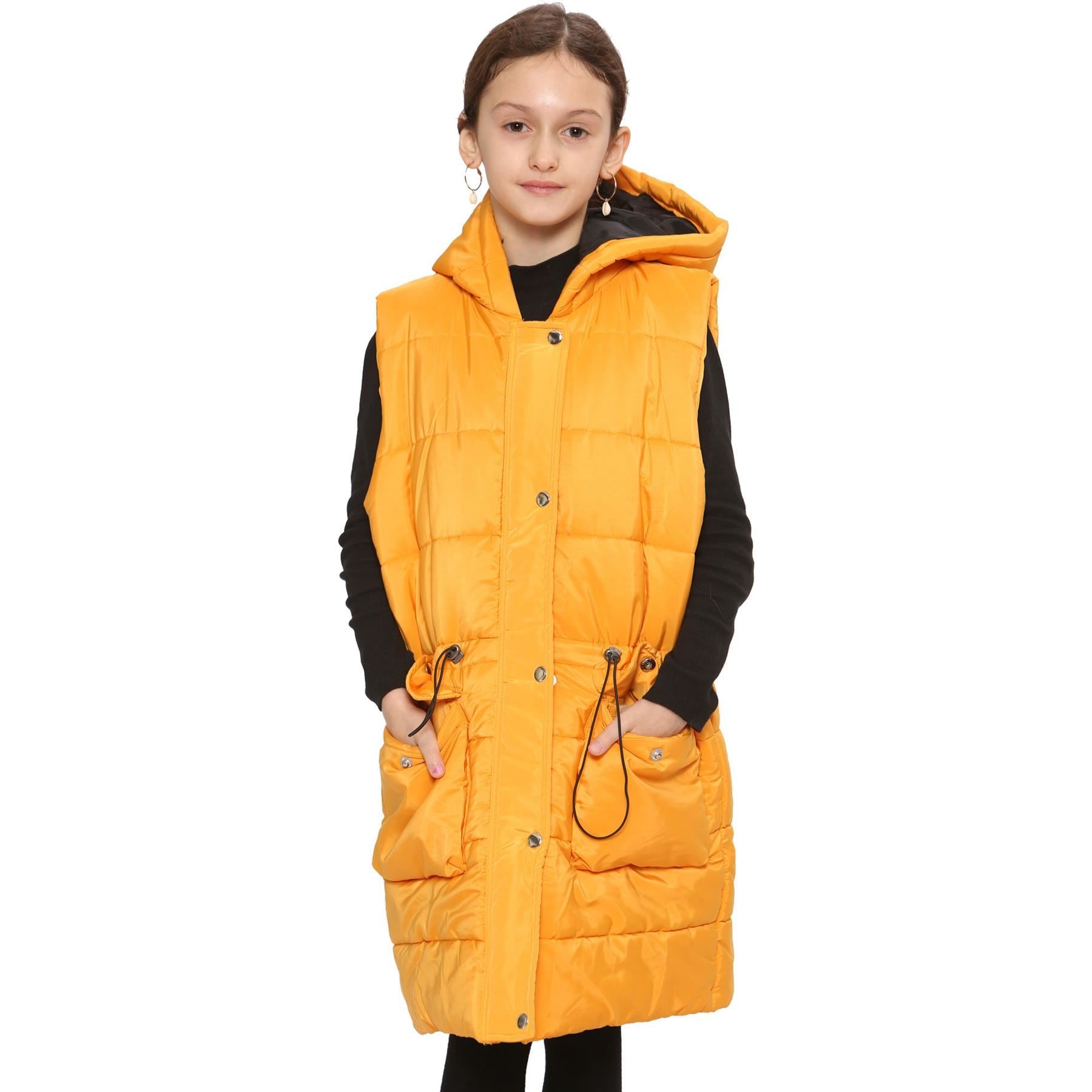 Kids Girls Oversized Gilet Long Line Style Jacket