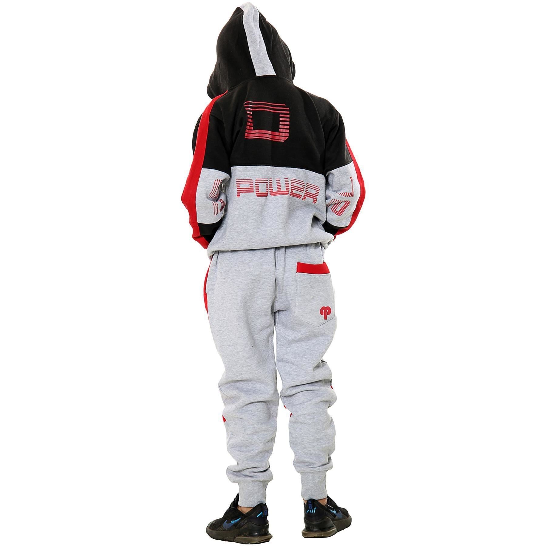 Unisex Red Pedal Power Print Contrast Panelled Tracksuit