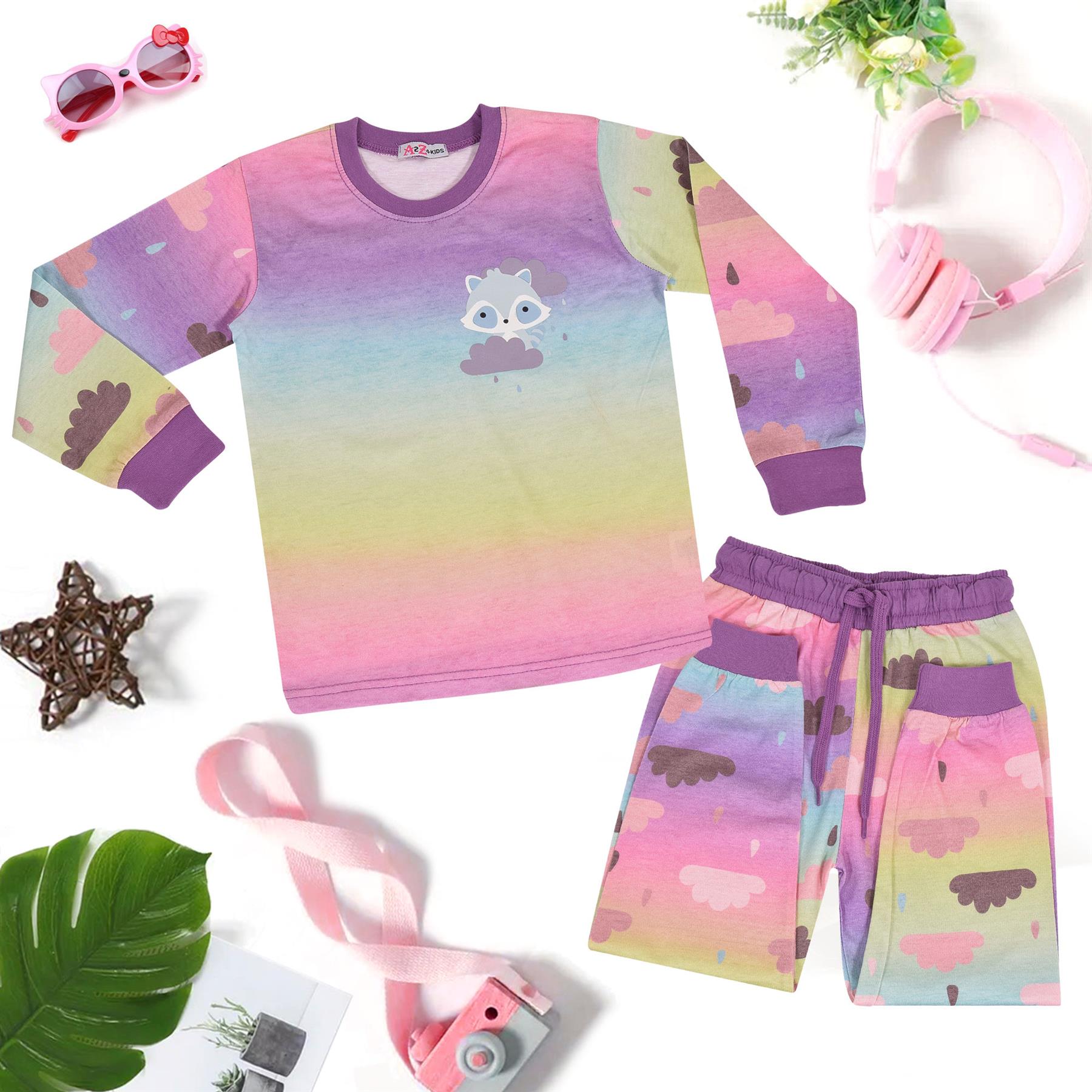 Kids Girls Cloud Print Pyjamas Set