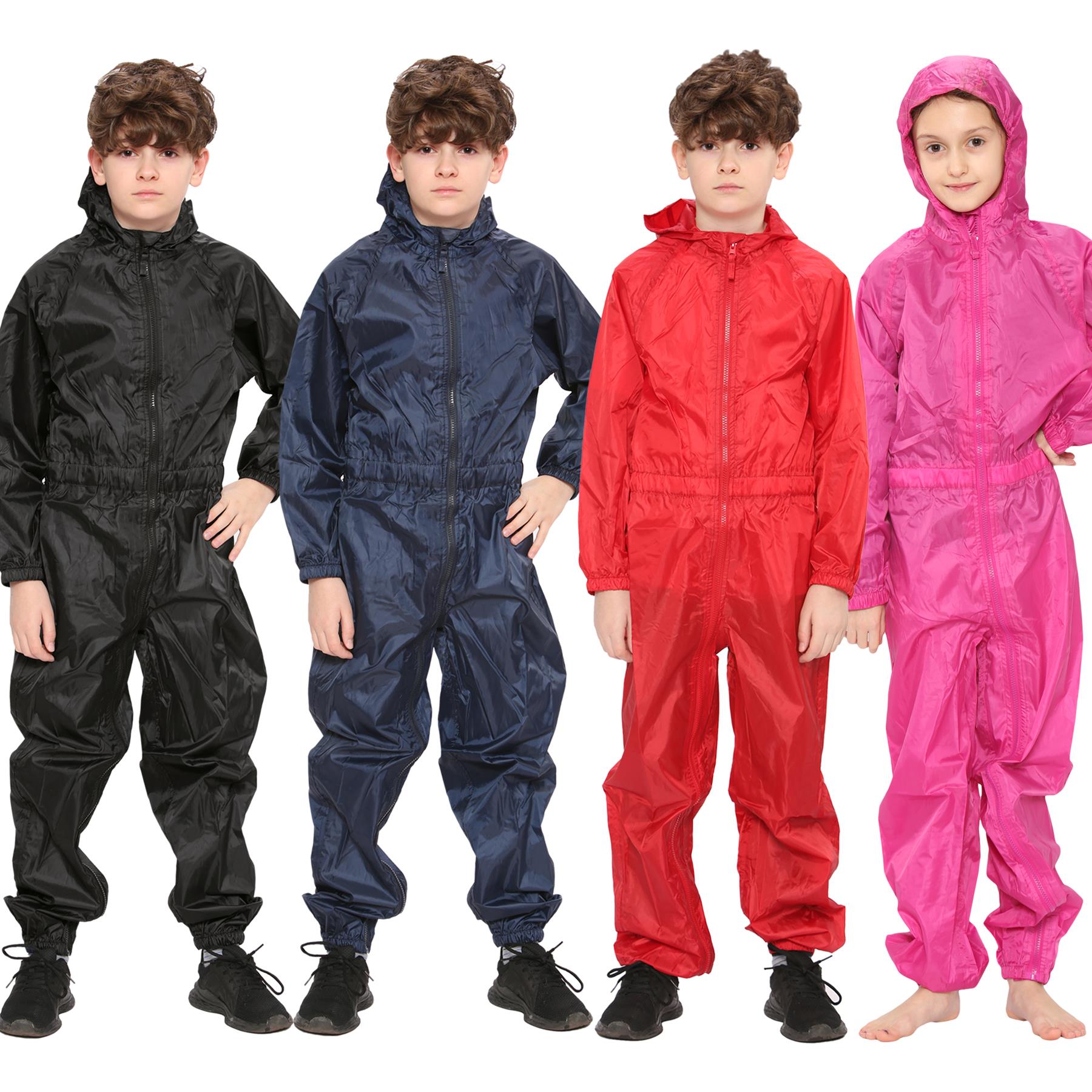 Girls Boys Raincoat Hooded Waterproof Rainsuit