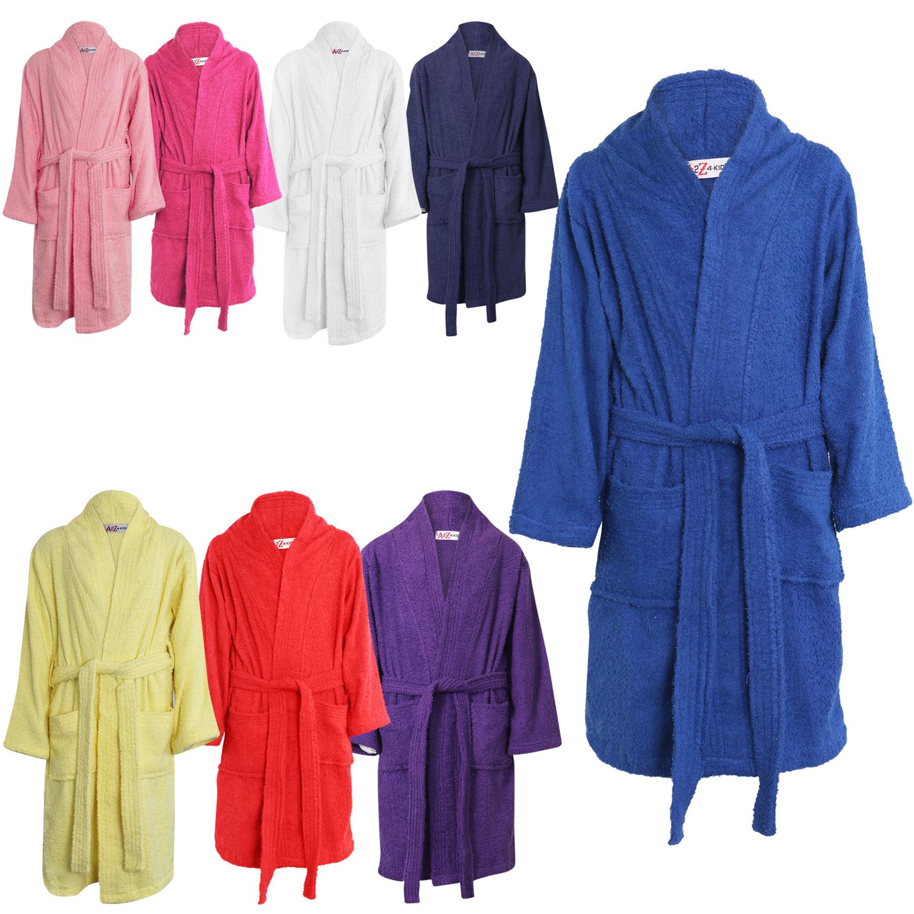 Kids Cotton Bathrobe Towelling Dressing Gown Unisex 5-13 Years