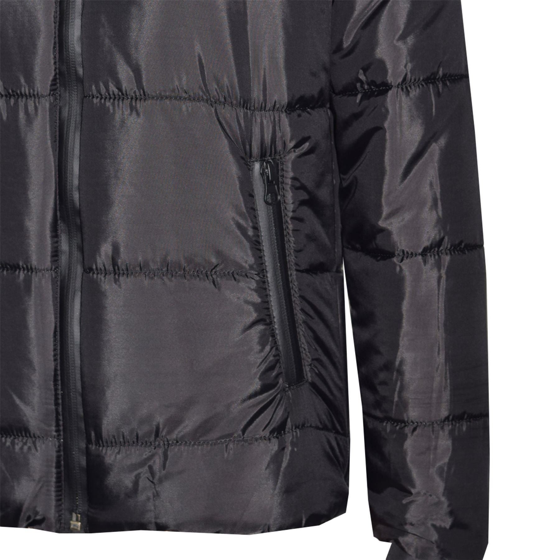 Kids Unisex Jacket Padded Black Puffer Hooded Zipped Coat Warm Thick Coats