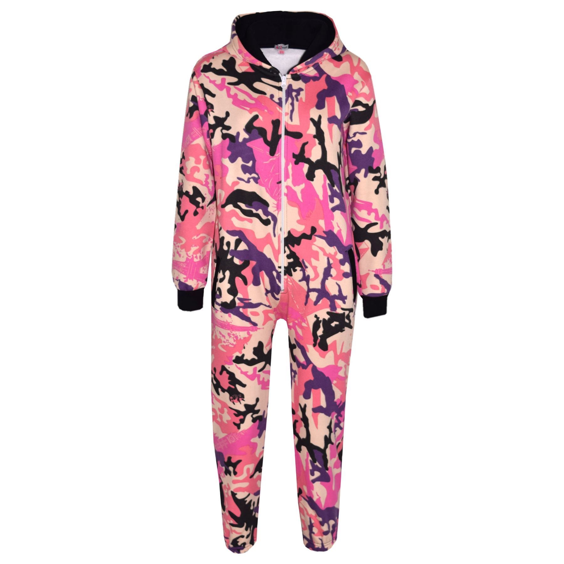 Girls Boys Fleece Camouflage Baby Pink A2Z One Piece Onesie