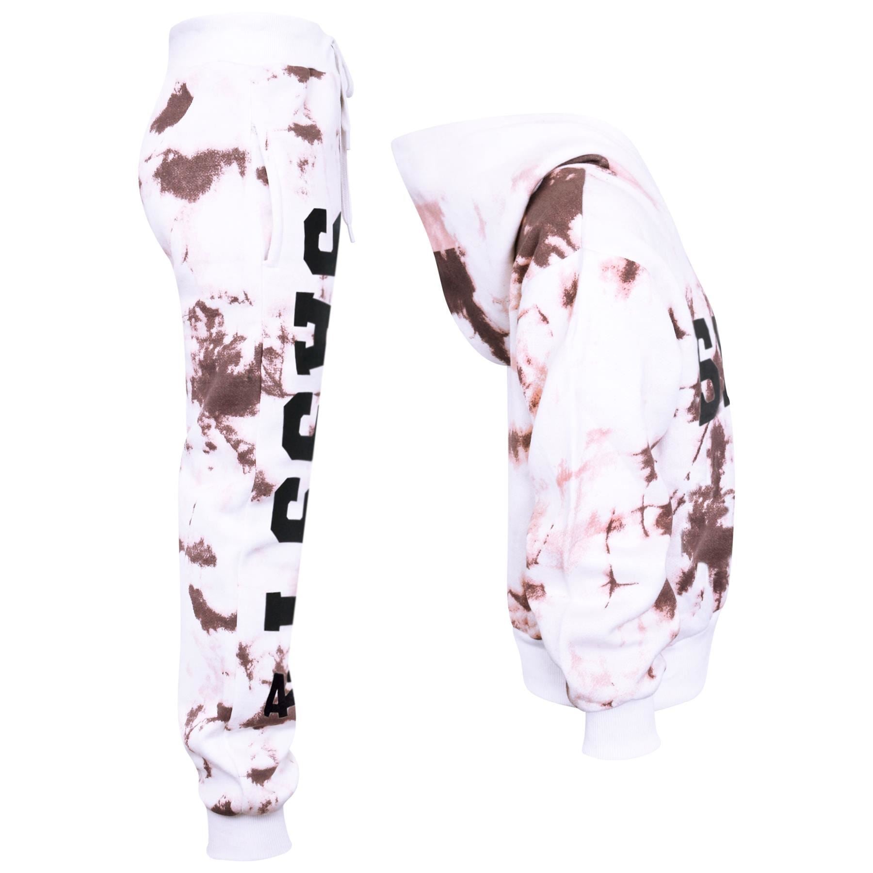 Kids Girls Tie Dye Tracksuit "SASSY" Print Rust Hooded Crop Jogging Suit