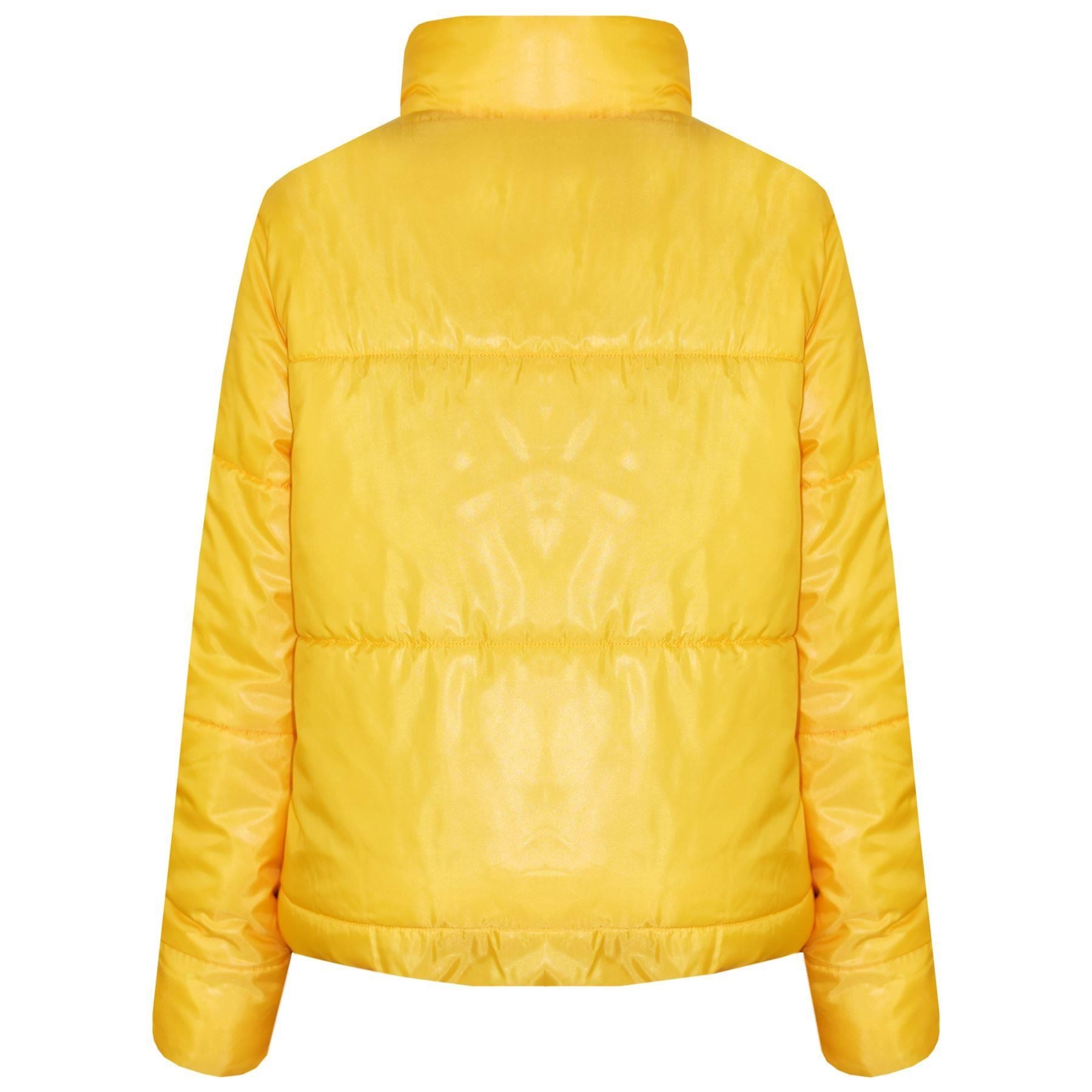 Girls Mustard Wetlook Padded Quilted Puffer Jacket - Kids Clothing Store