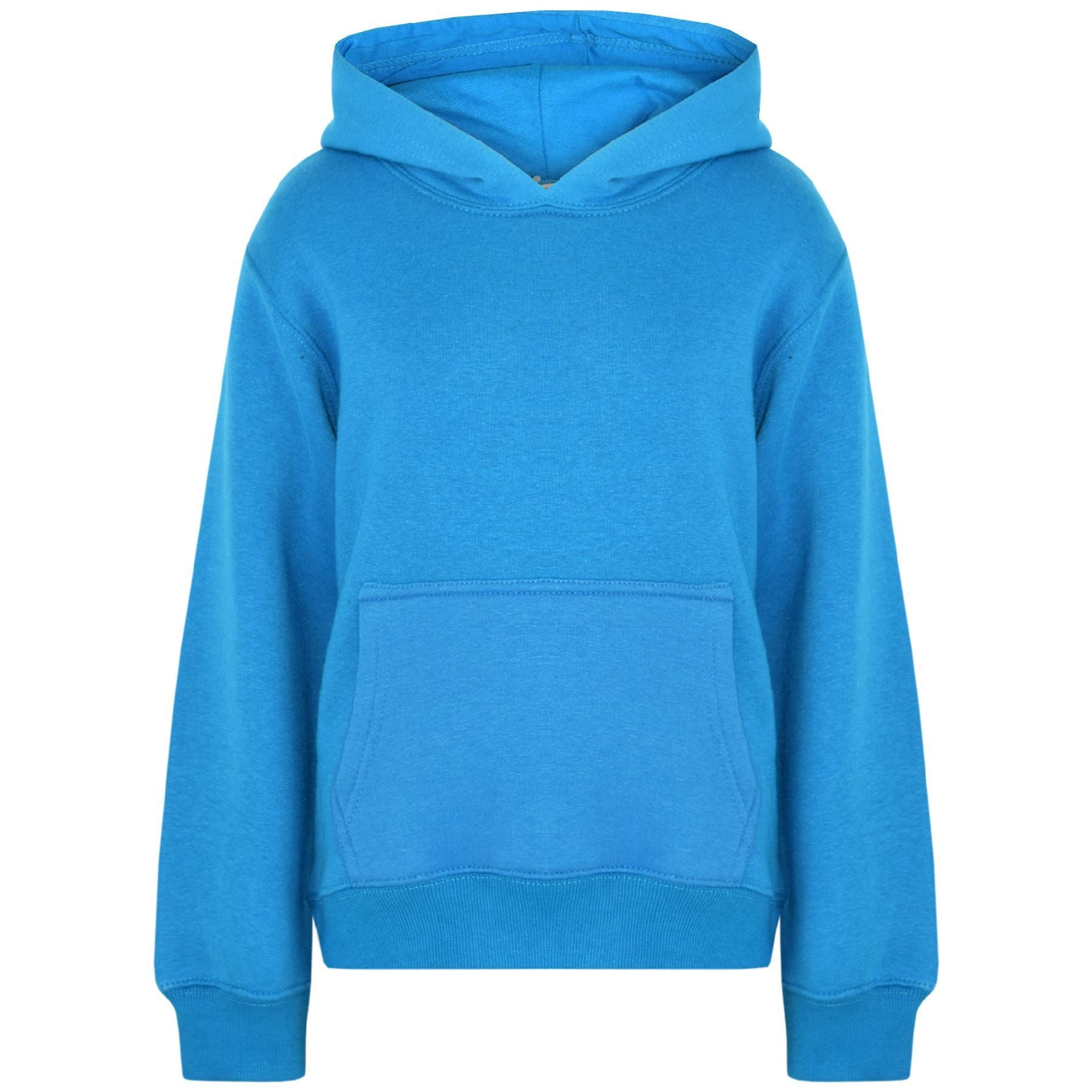 Kids Girls Boys Plain Crew Neck Hooded Sweatshirt