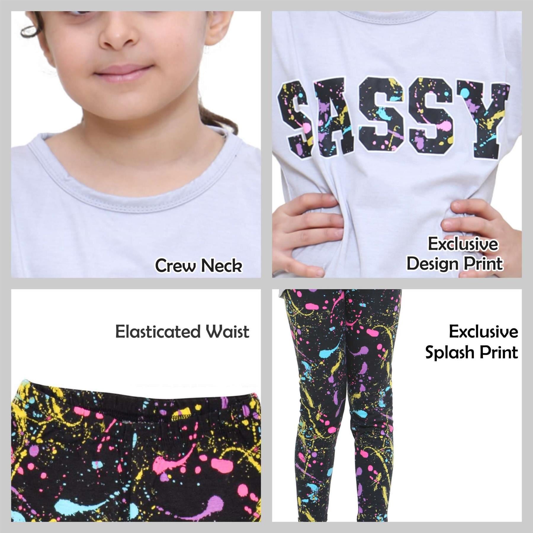 Girls Short sleeves Sassy Print Splash Tank Set