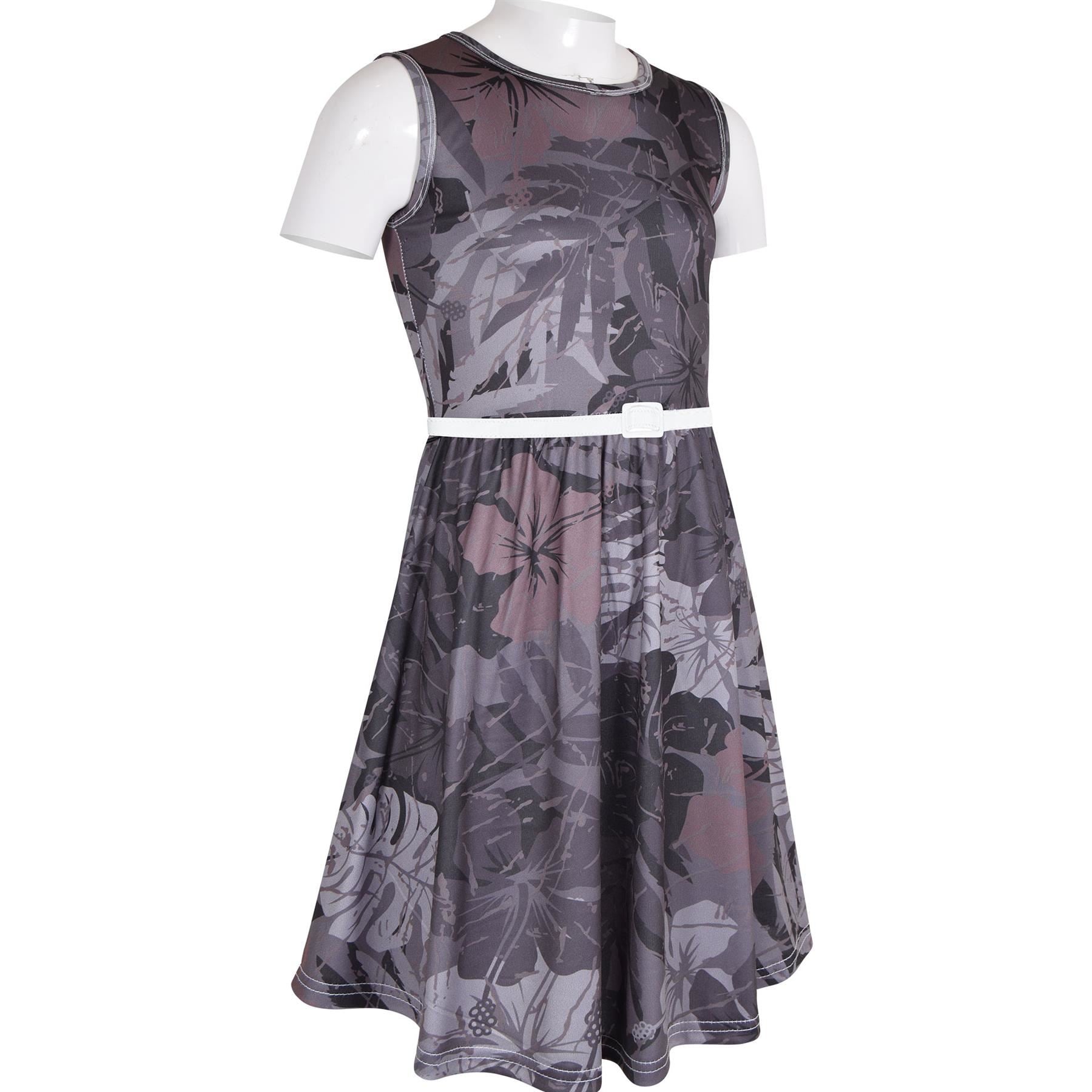 Kids Girls Sleeveless Camo Leaf Print Skater Dress