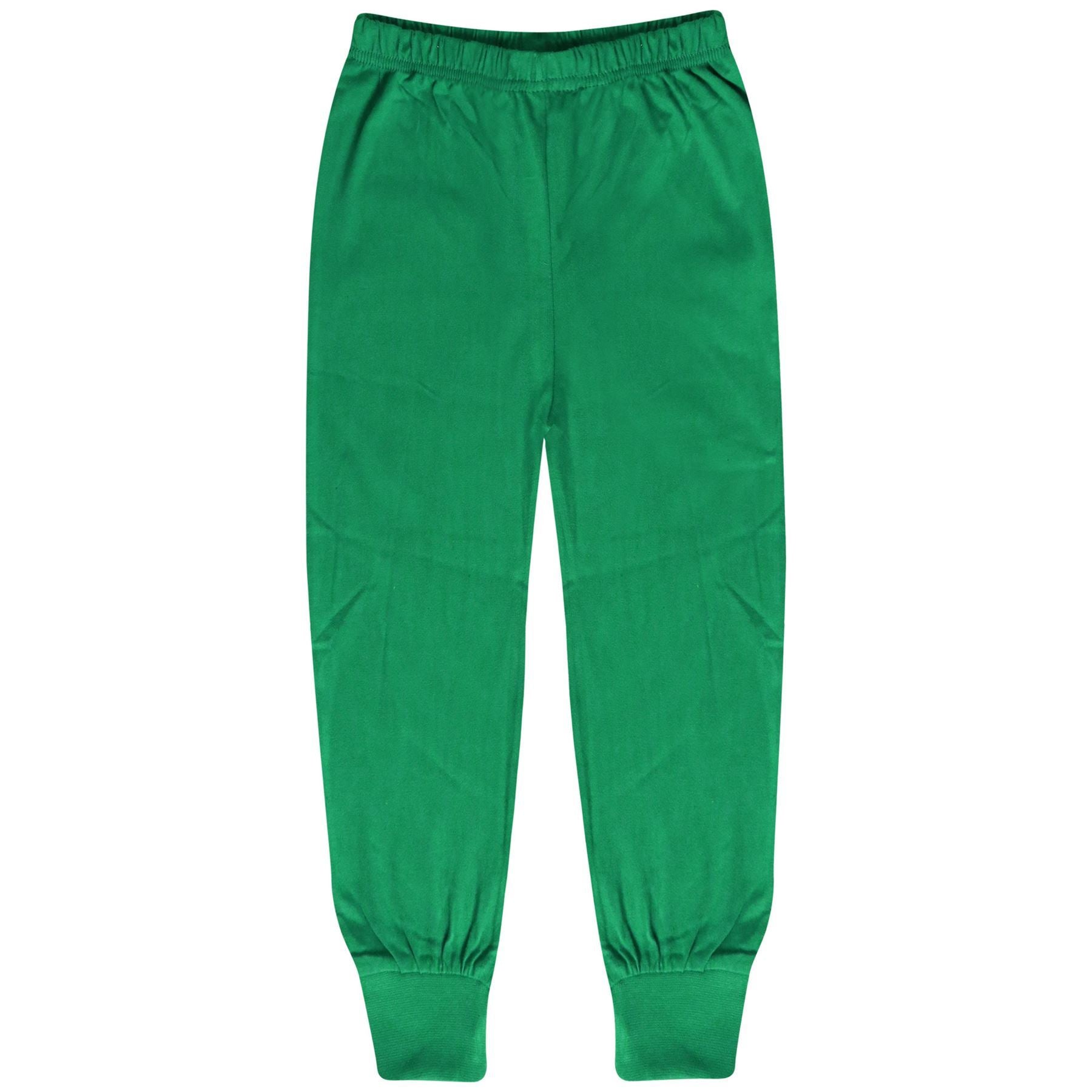 Kids Boys Girls Pyjamas Santa Little Helper Green Contrast Sleeves Xmas PJS 2-13