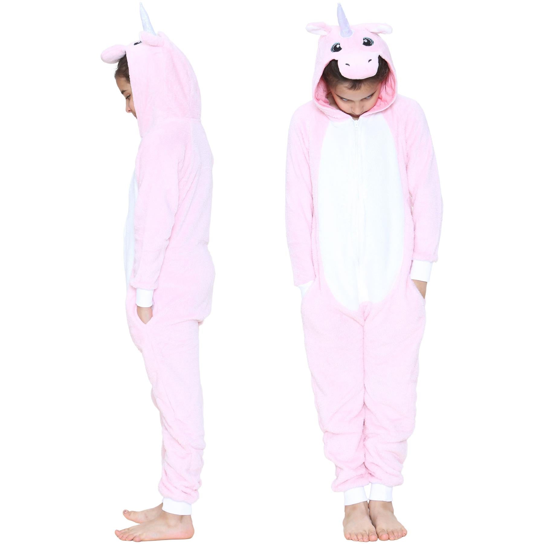 Girls Boys Fleece Pyjamas Unicorn Print Onesie