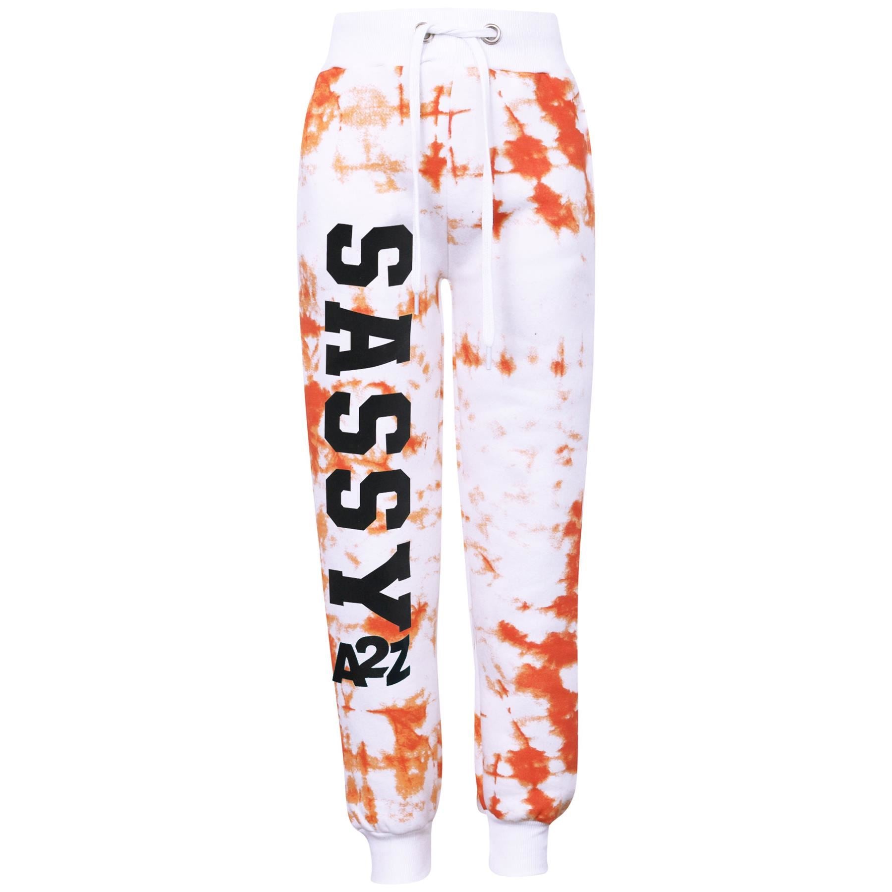 A2Z 4 Kids Girls Tracksuit Tie Dye Sassy Hooded Crop Top Jogging Suit