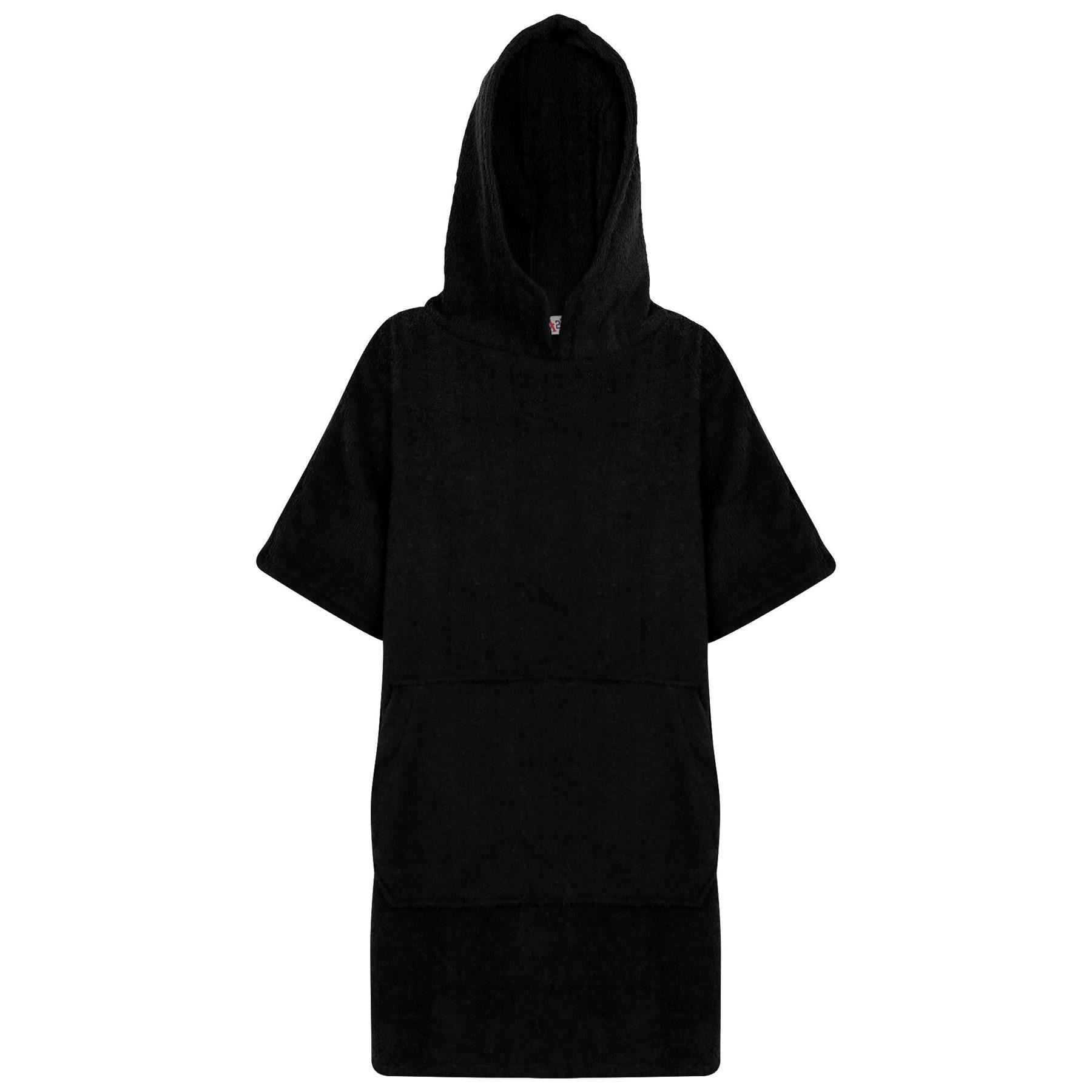 Kids Bathrobe 100% Cotton Black Hooded Bathing Dressing Gown Unisex 2-13 Y
