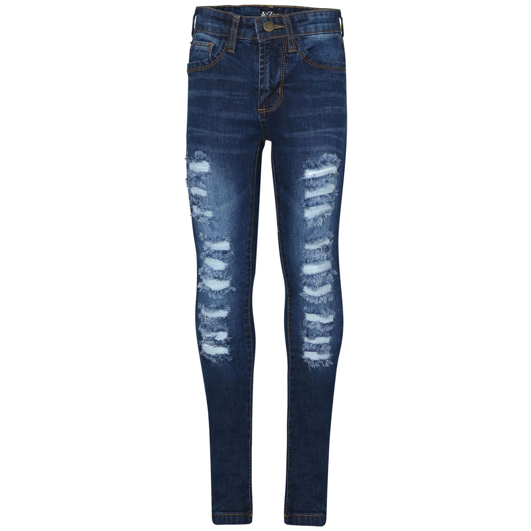 Girls Denim Ripped Skinny Jeans Lightweight Pants