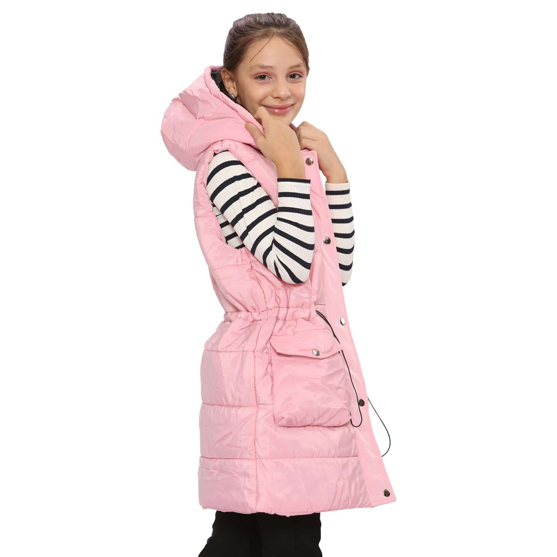 Kids Girls Oversized Gilet Long Line Style Jacket