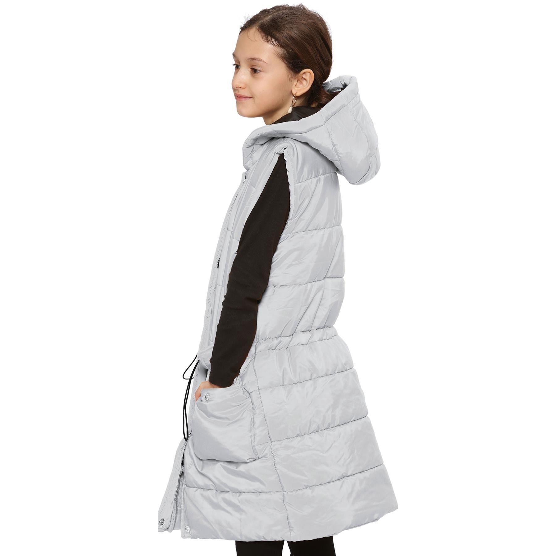 Kids Girls Oversized Gilet Long Line Style Jacket