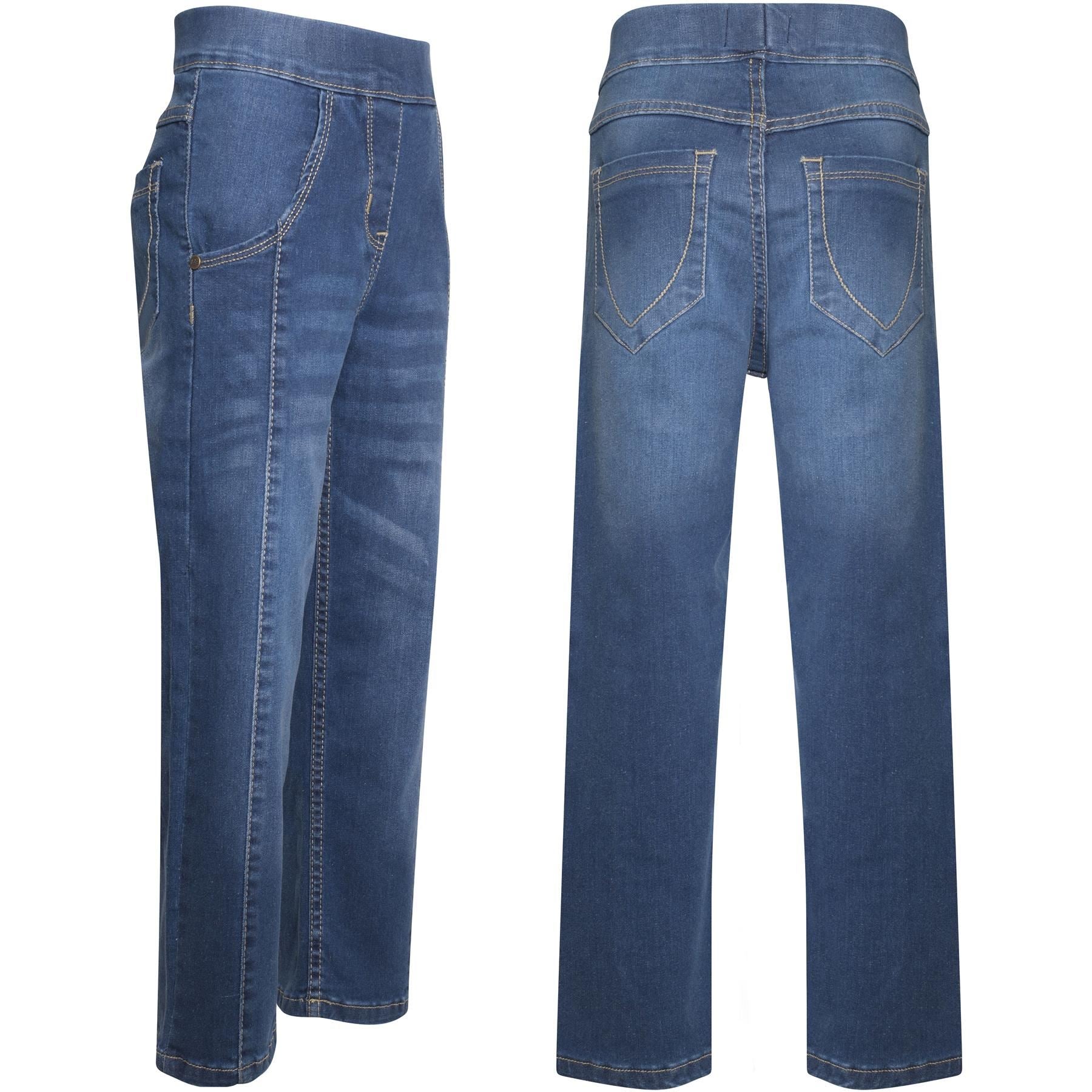 Kids Girls Relaxed Straight Fit Boot Cut Mid Blue Jeans