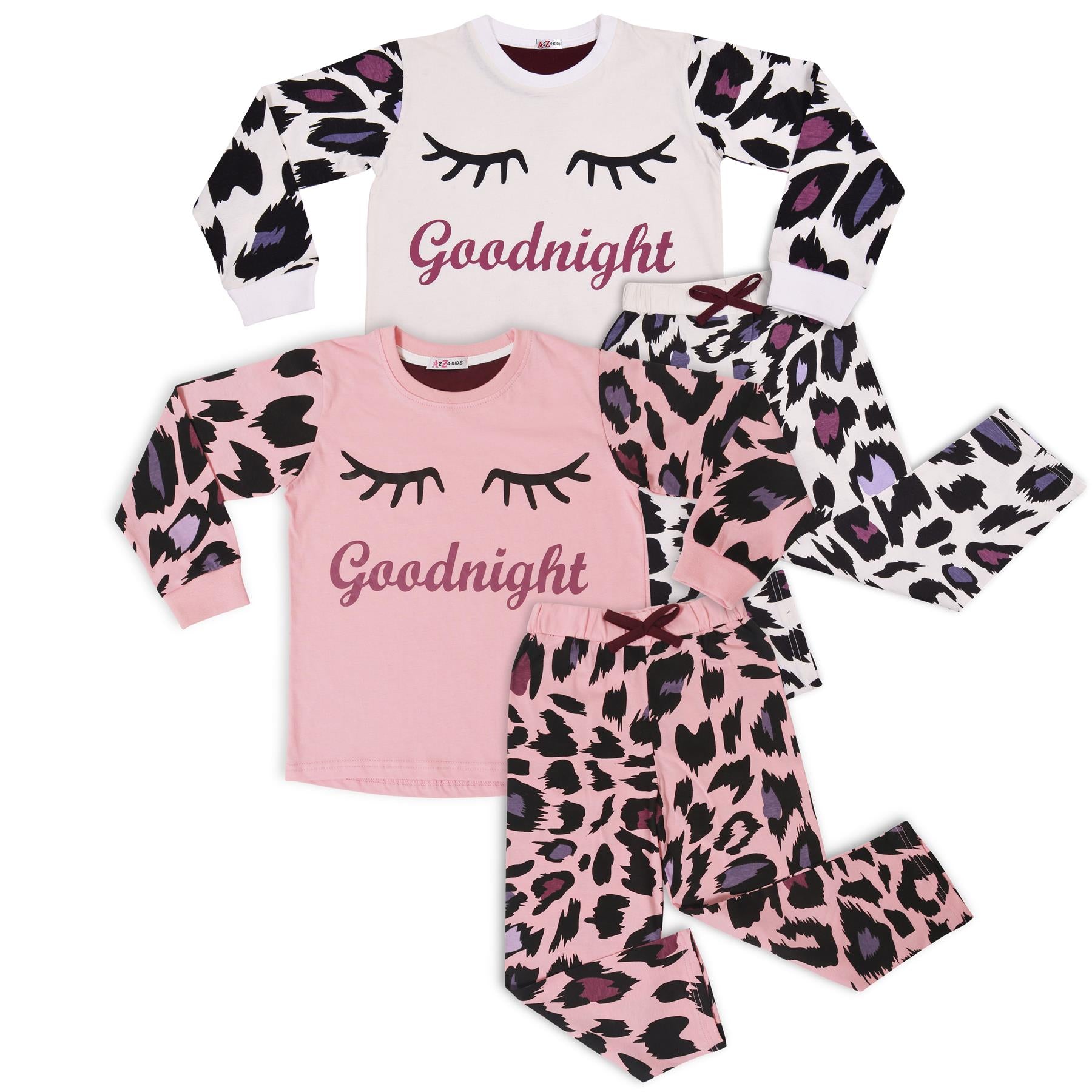 Kids Girls Good Night Print Pack Of 2 Pyjamas Set - Kids Clothing Store