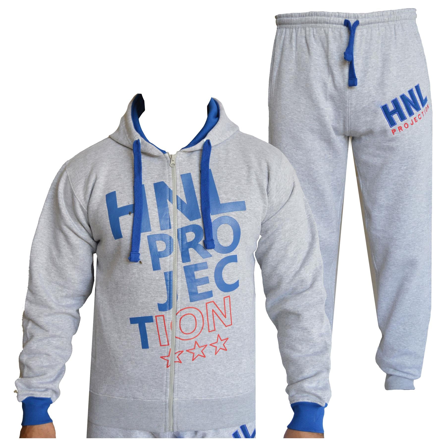 Boys Girls HNL Projection Print Grey Hoodie Tracksuit