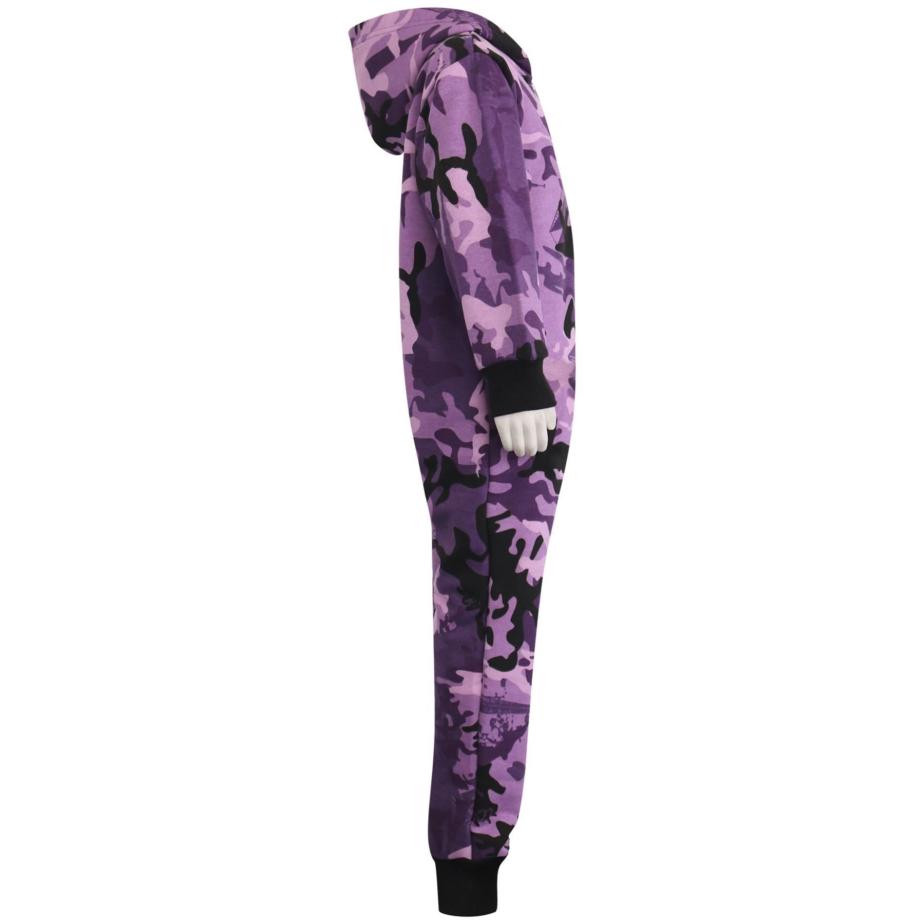 Kids Girls Boys Camouflage Purple Print A2Z Onesie One Piece Jumpsuit Playsuits