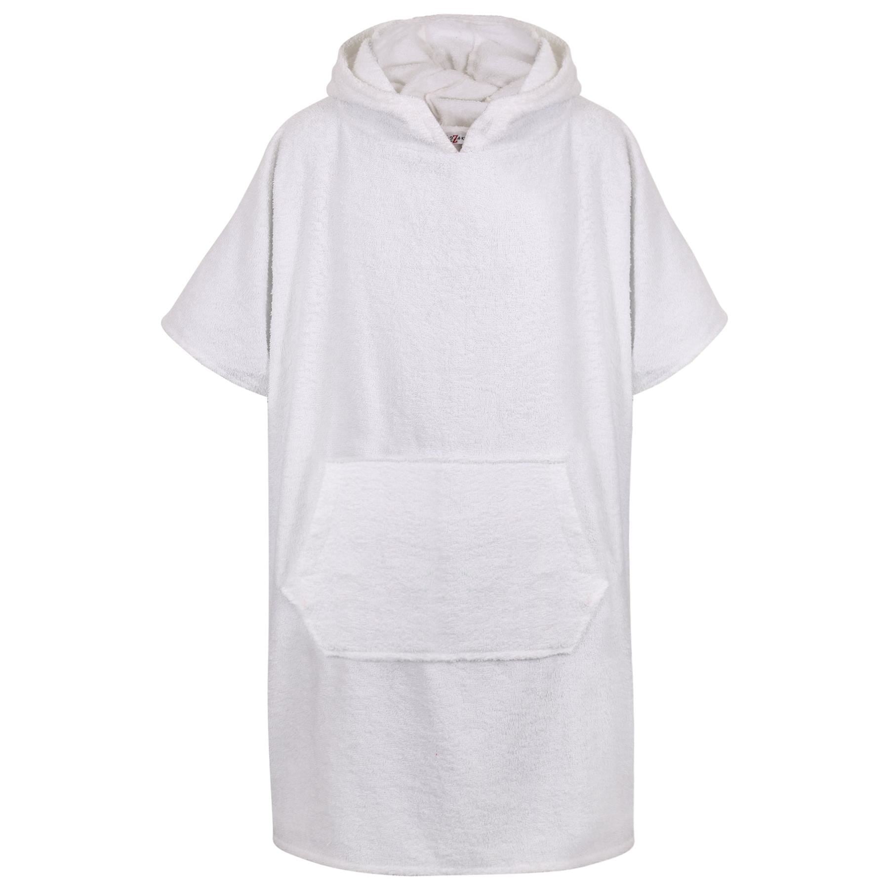 Kids Bathrobe 100% Cotton White Hooded Bathing Dressing Gown Unisex 2-13 Y