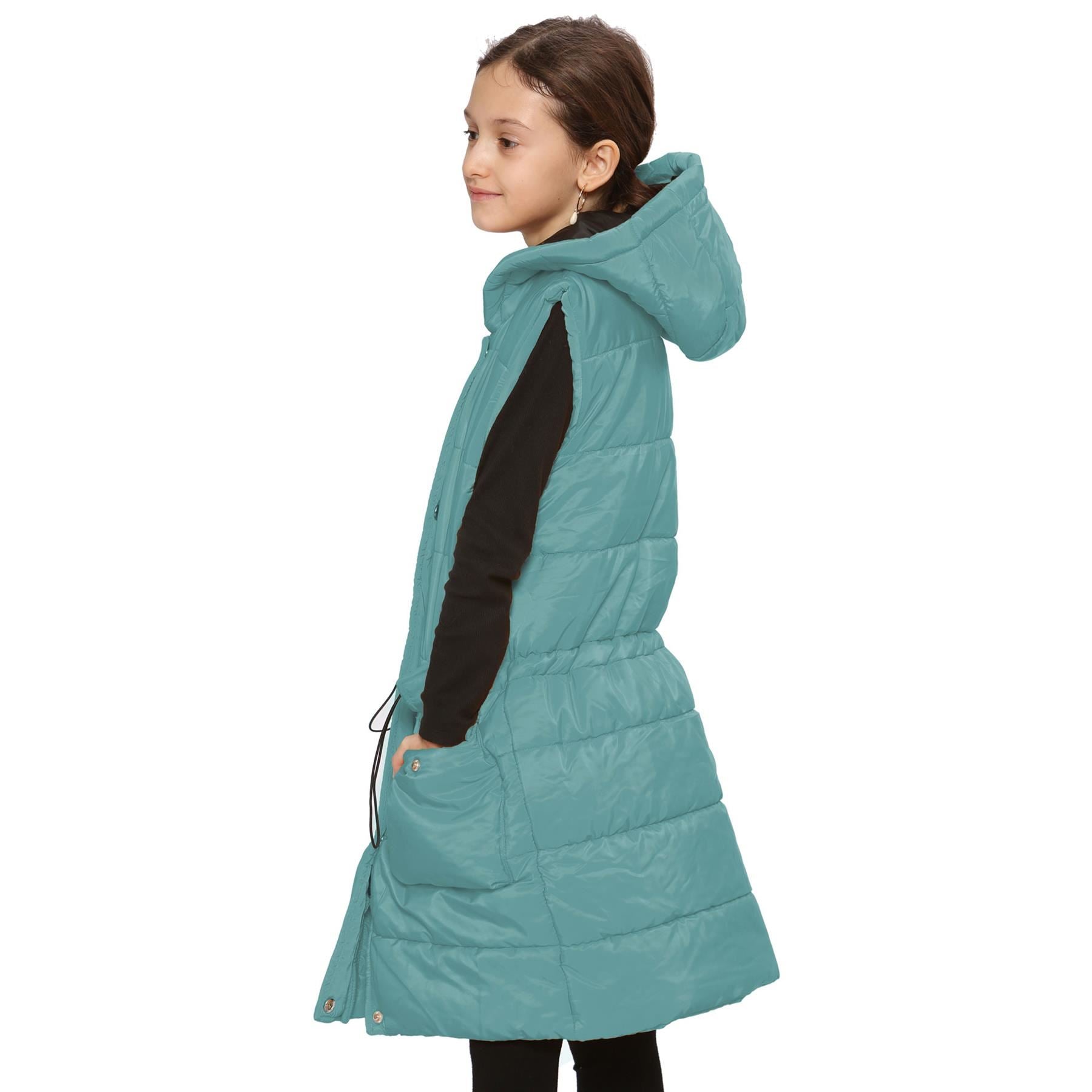 Kids Girls Oversized Gilet Long Line Style Jacket