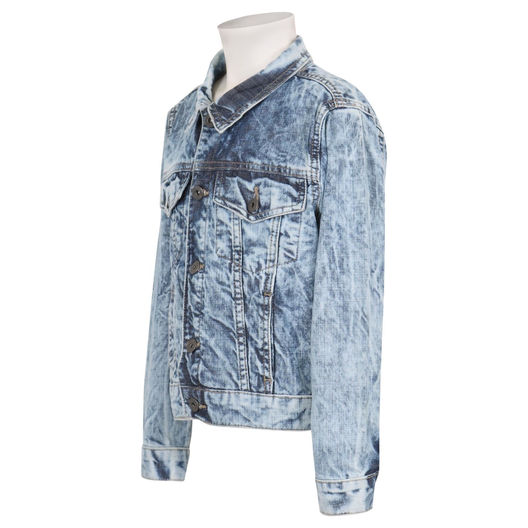 Kids Denim Jacket Jeans Mid Blue Tie Dye Coat for Girls - Kids Clothing Store