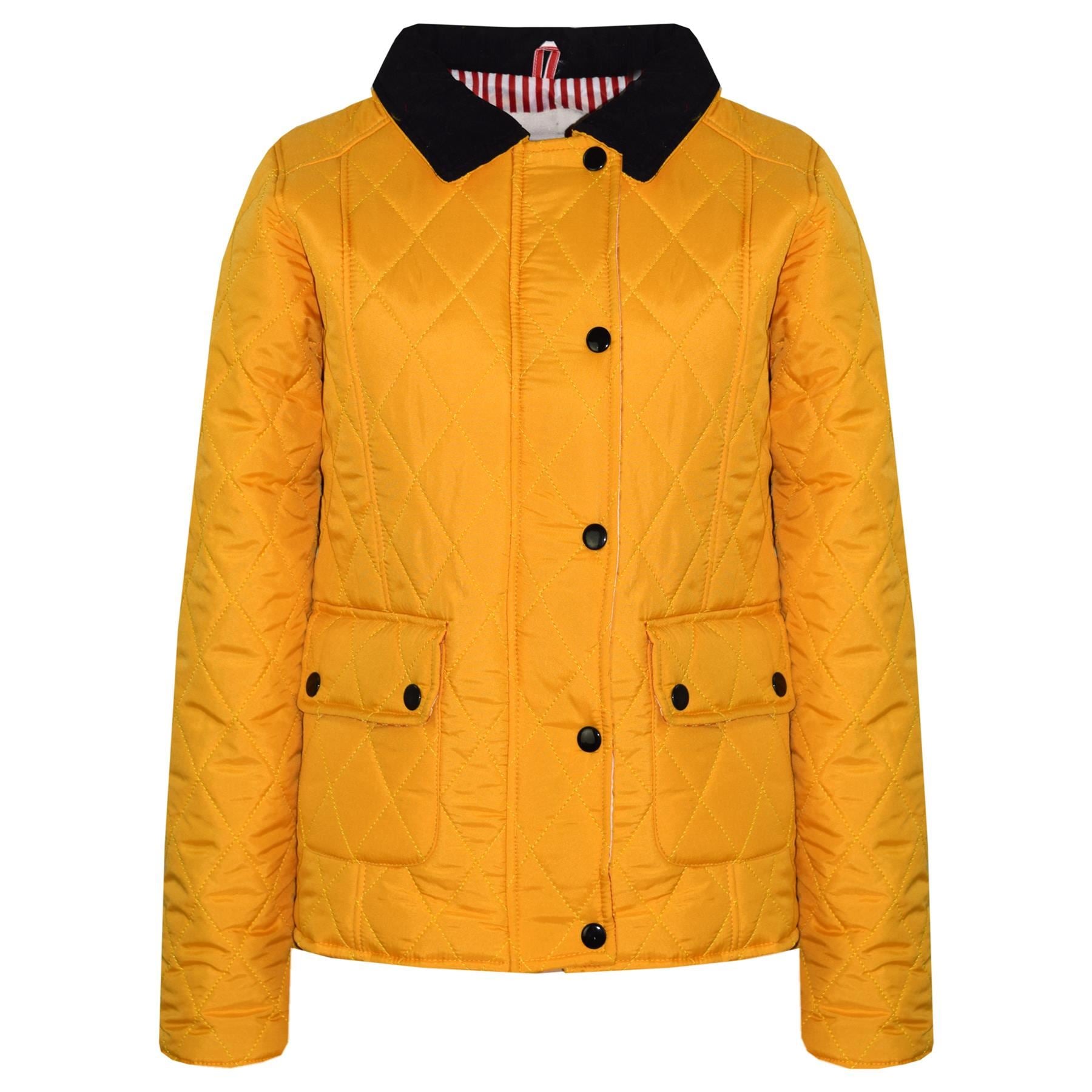 Kids Jackets Girls Mustard Quilted Padded Collar - Kids Clothing Store