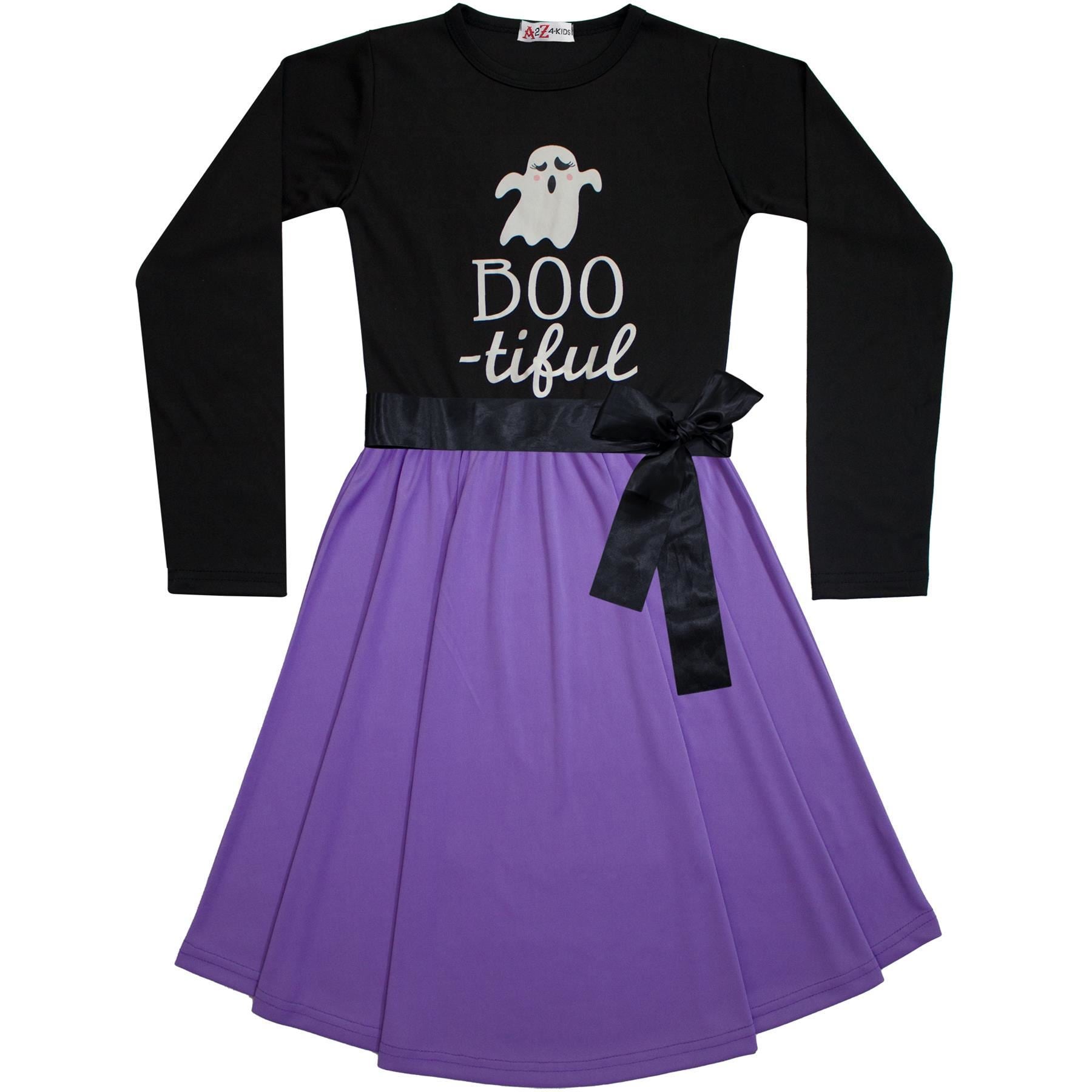 Kids Girls Halloween Skater Dress Xmas Party Dresses