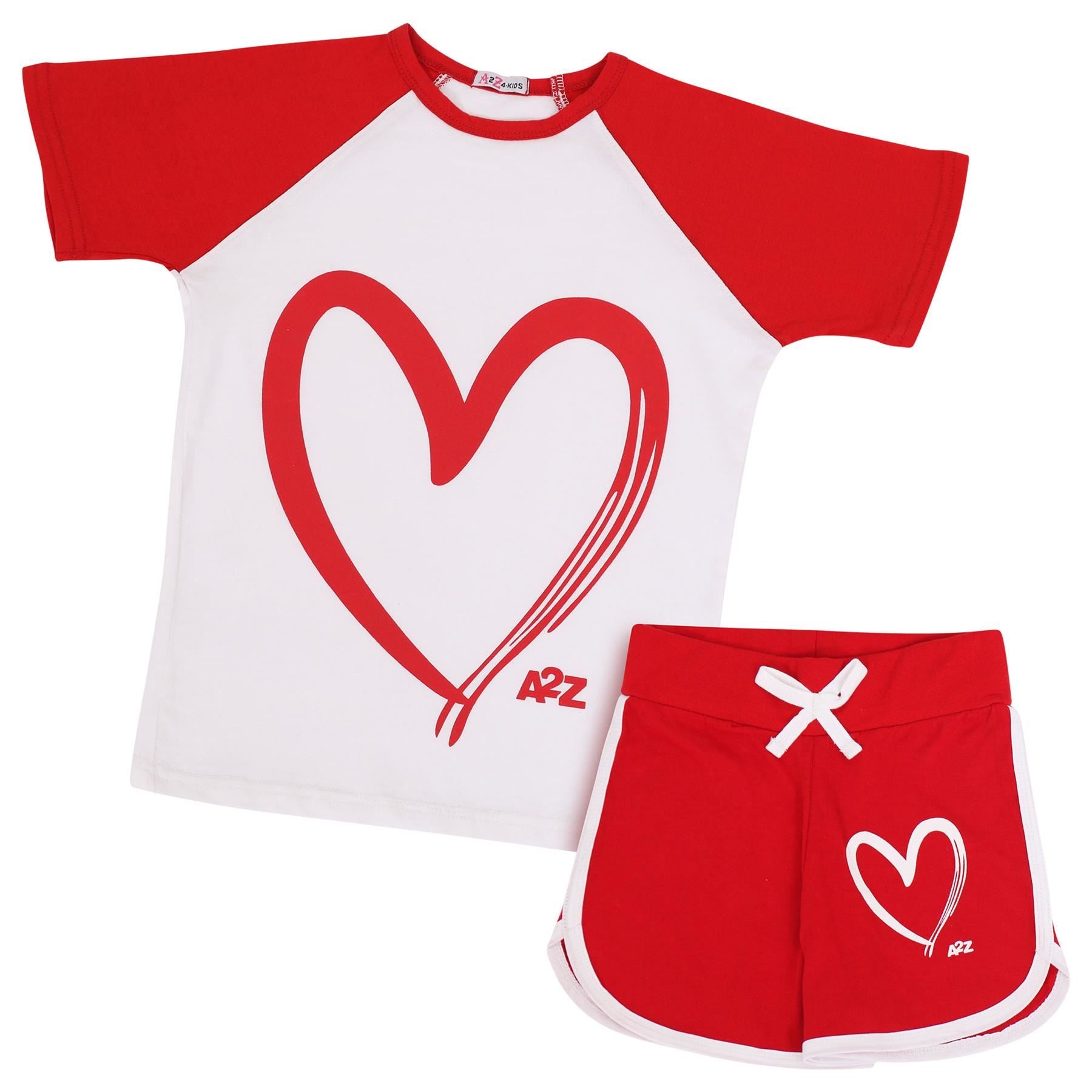 Girls T Shirt Sports Red Summer Outfit Shorts Set