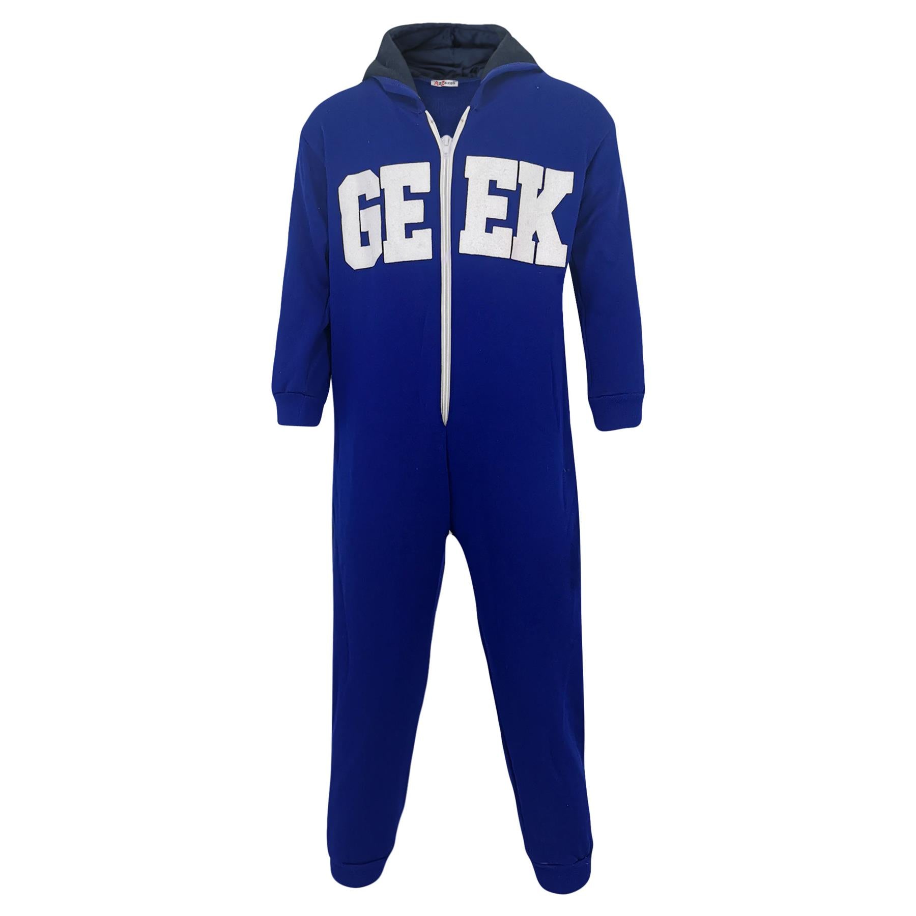 Boys Girls Unisex Geek Print Fleece Onesie - Kids Clothing Store