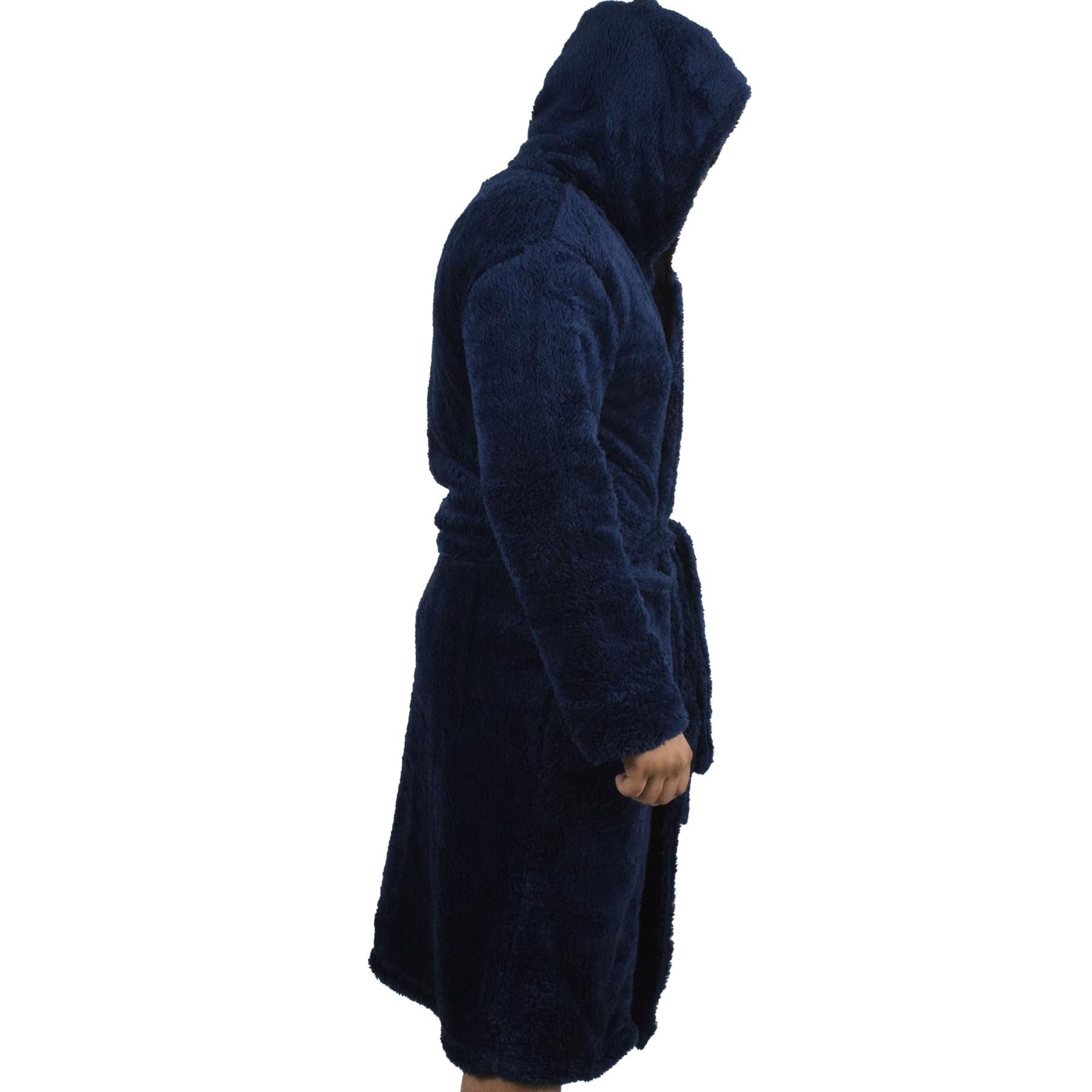 Adults Fleece Navy Bathrobe Dressing Gown For Ladies Gents