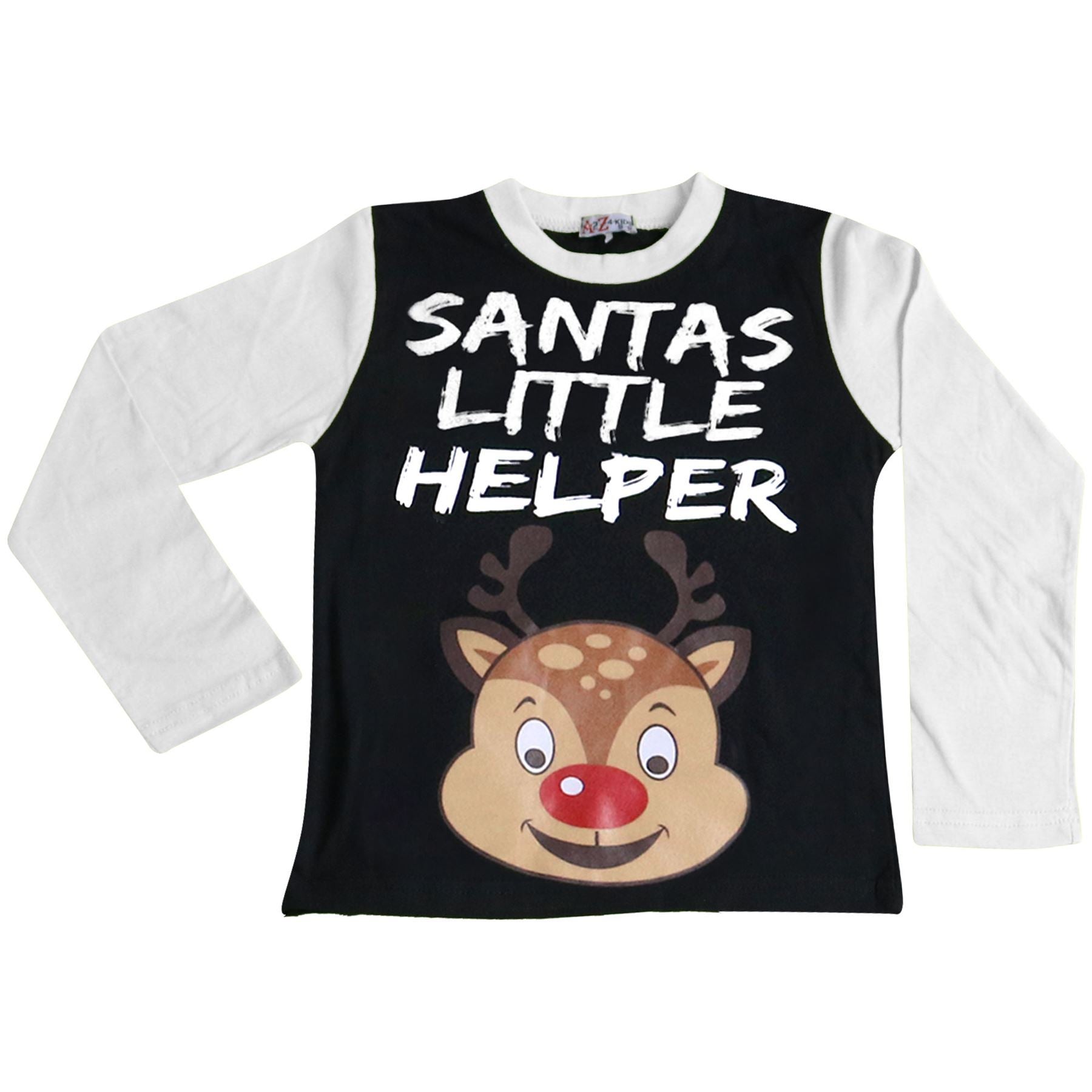 Kids Girls Boys Pyjamas Santa Little Helper White Xmas