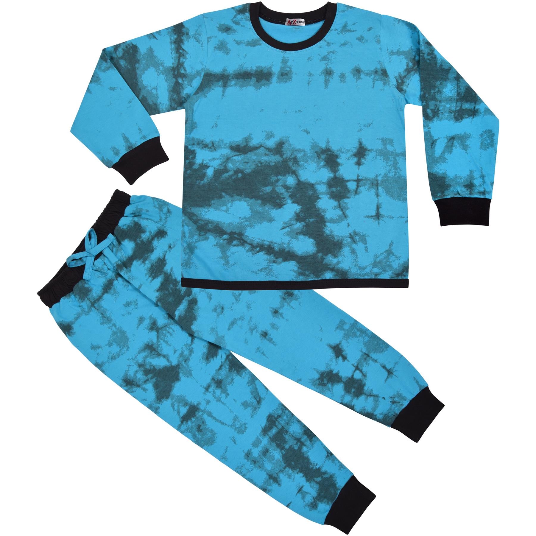 Kids Girls Tie Dye Blue Print Pyjamas Set - Kids Clothing Store