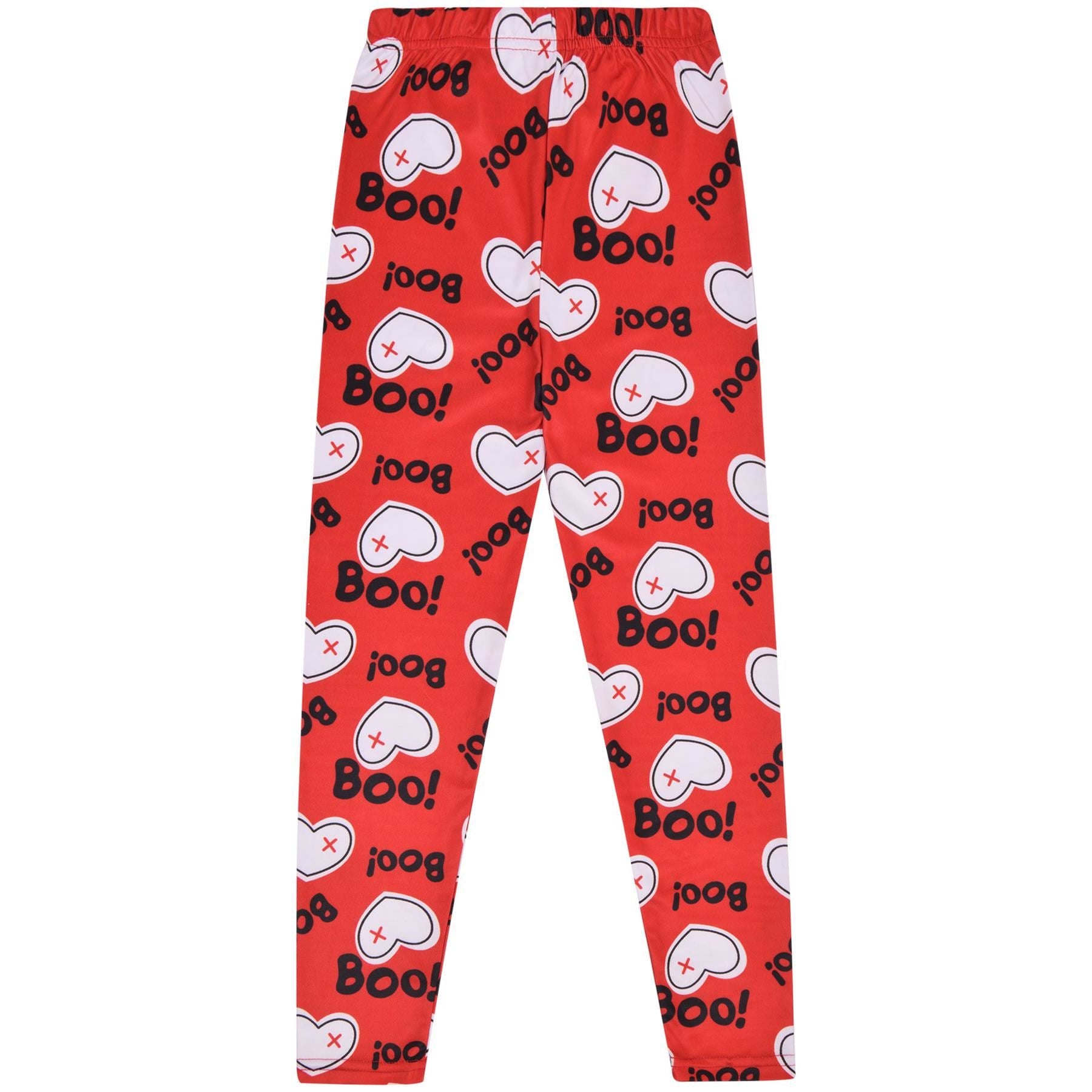 Girls Heart Print Red Soft Stretchy Halloween Leggings