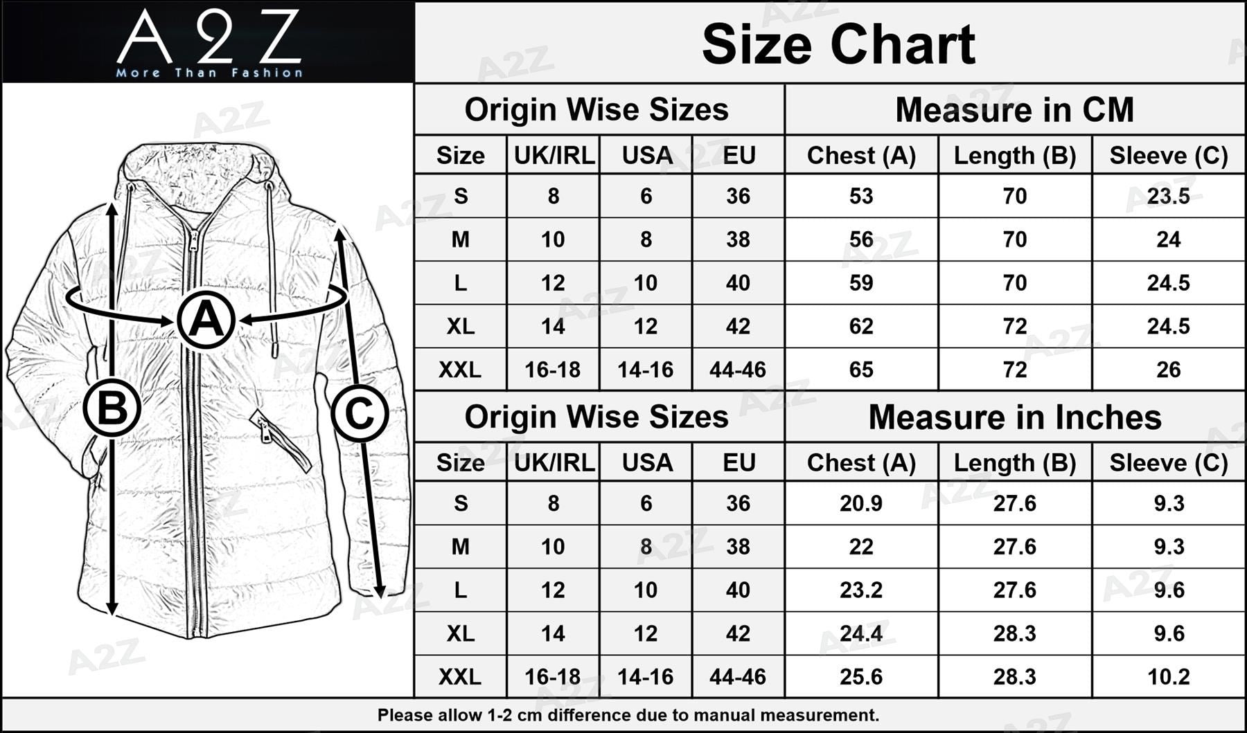 Mens Ladies Zipped Pockets Jacket Black Puffer Jacket Long Sleeves Coat S-2XL