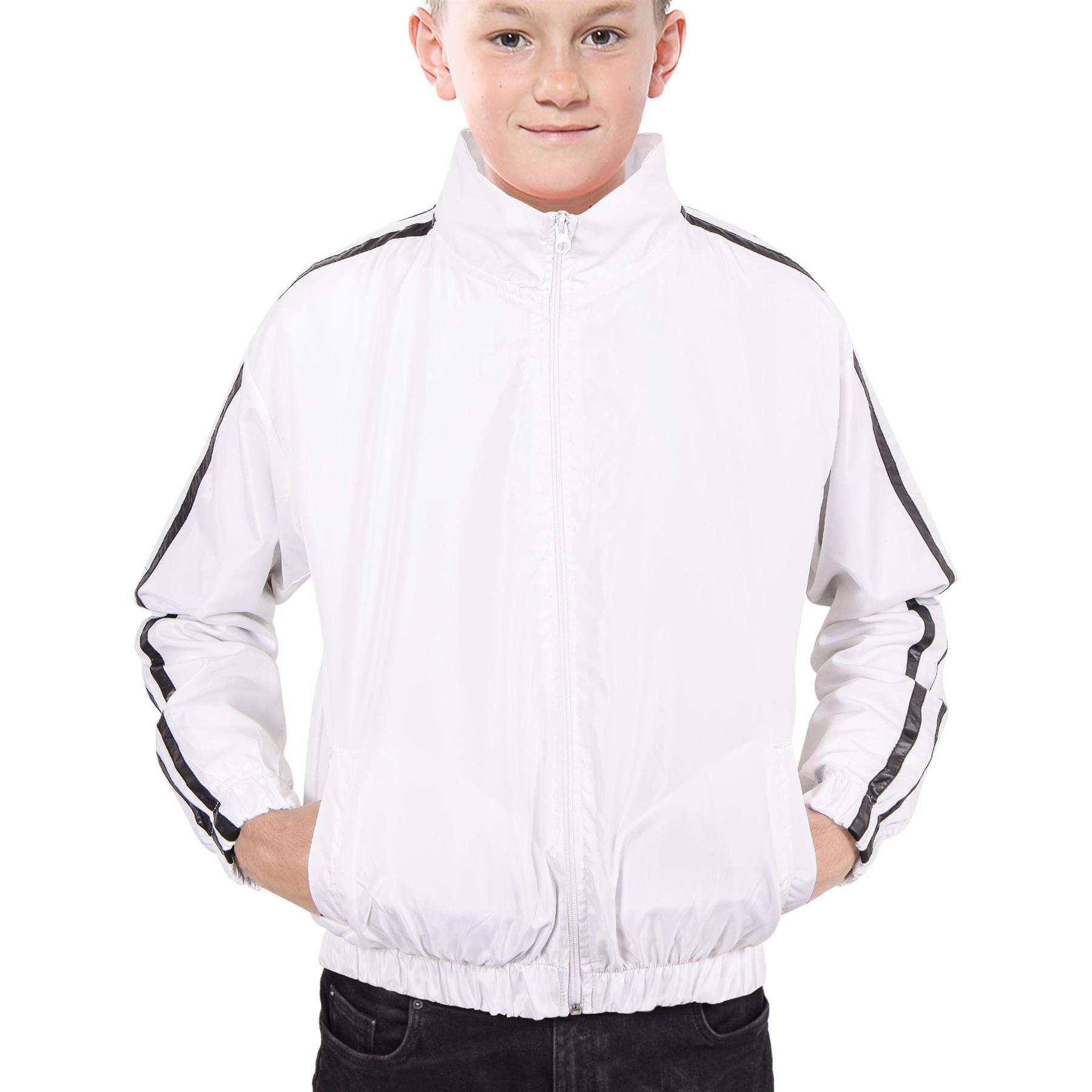 Kids Boys Girls Shower Proof Lightweight White Windbreaker Jacket