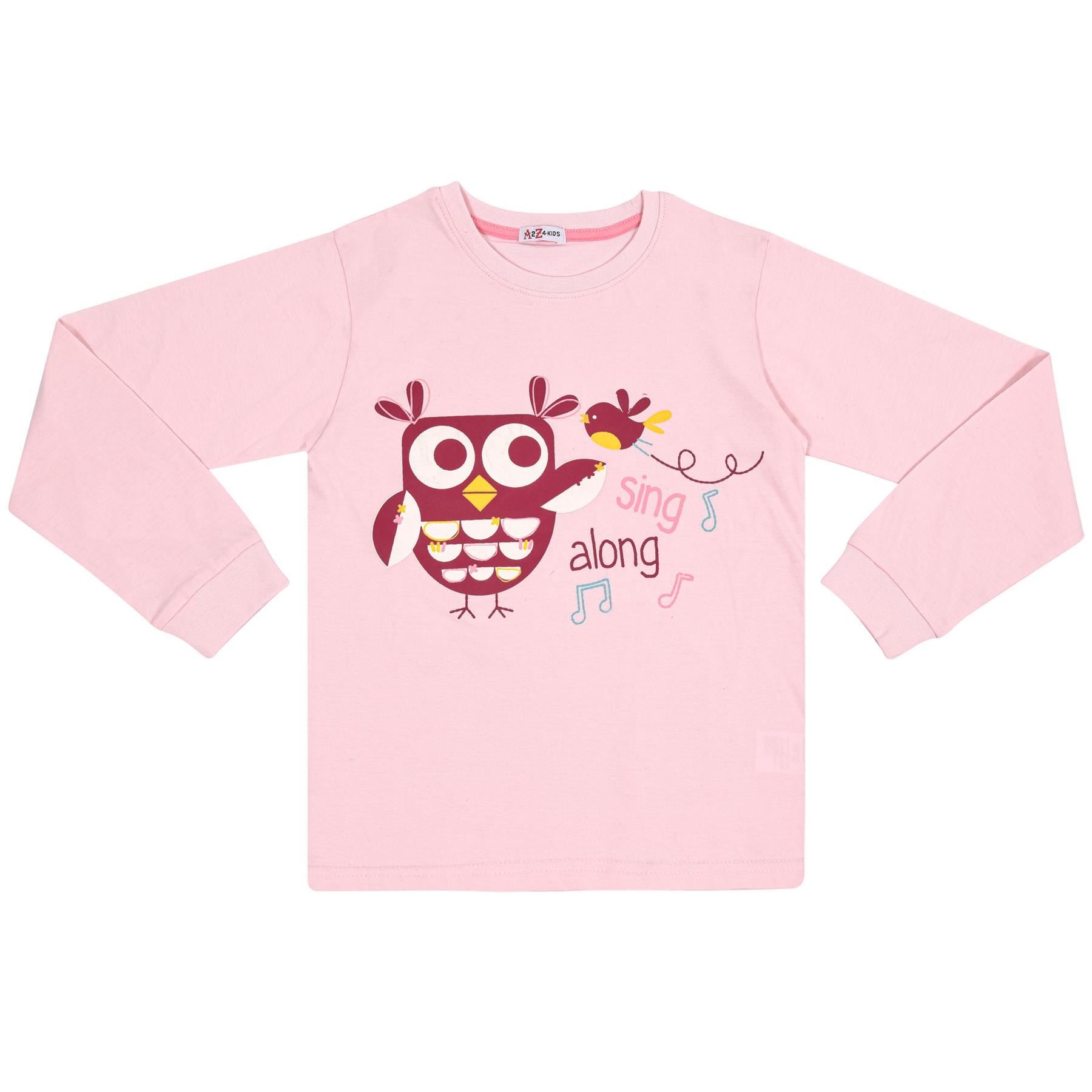 Kids Girls Sing Along Print Baby Pink Pyjamas Set