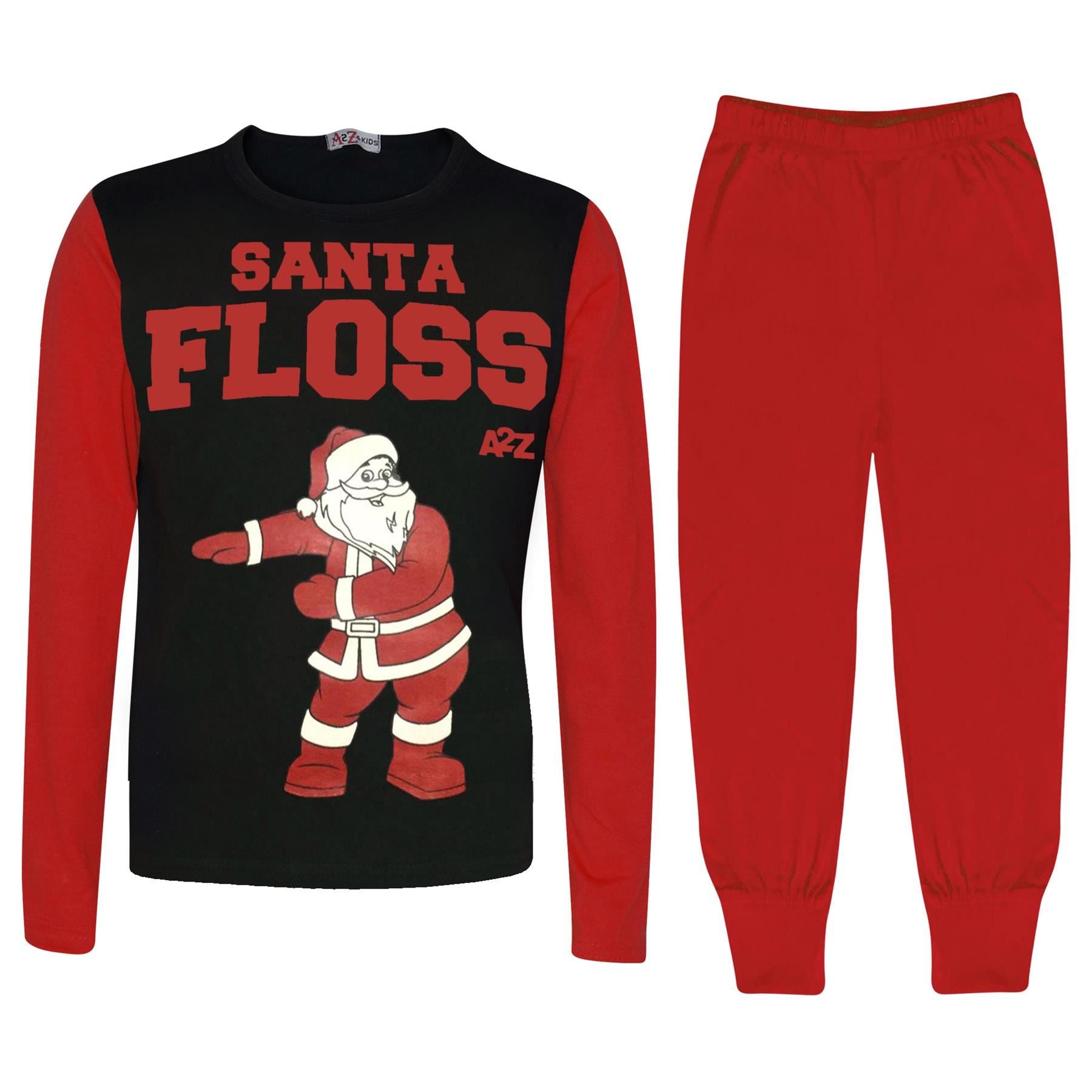 Kids Unisex Santa Floss Print Red Pyjamas Set
