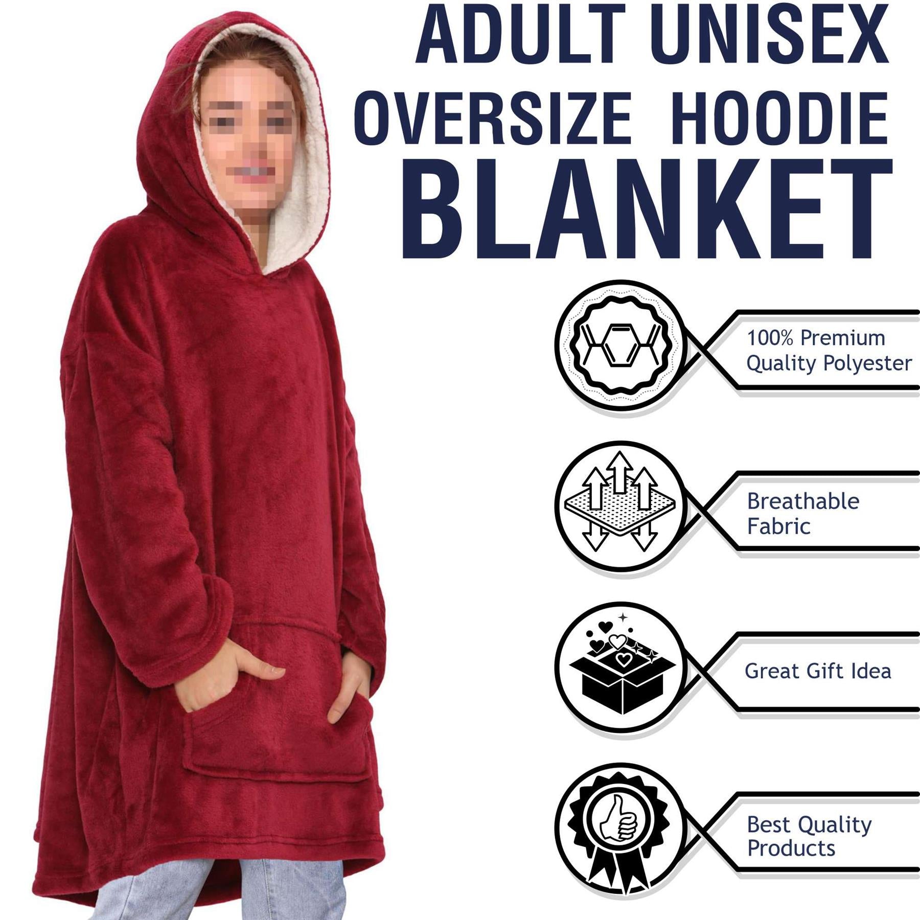 Unisex Mens Ladies Oversized Printed Snuggle Hoodie World Book Day Blanket