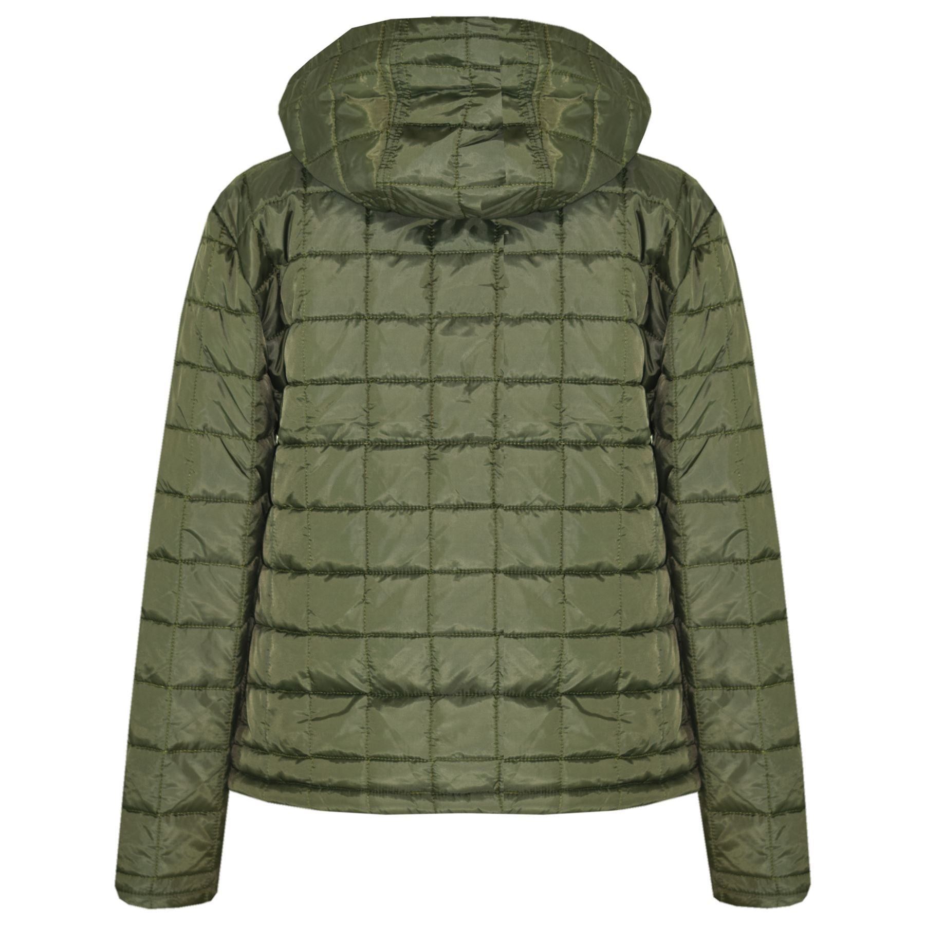 Kids Padded Olive Jackets Boys Hooded Puffer