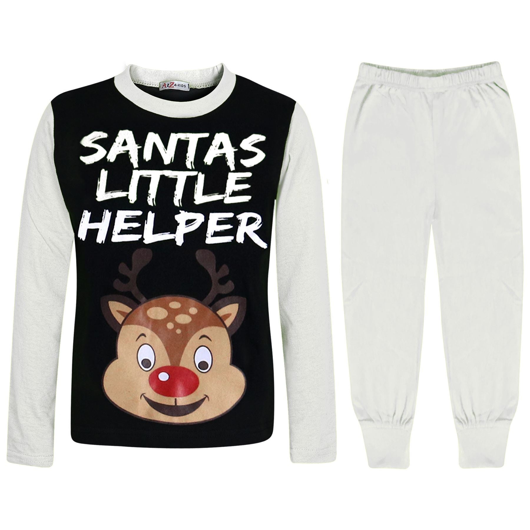 Kids Girls Boys Pyjamas Santas Little Helper Reindeer Xmas
