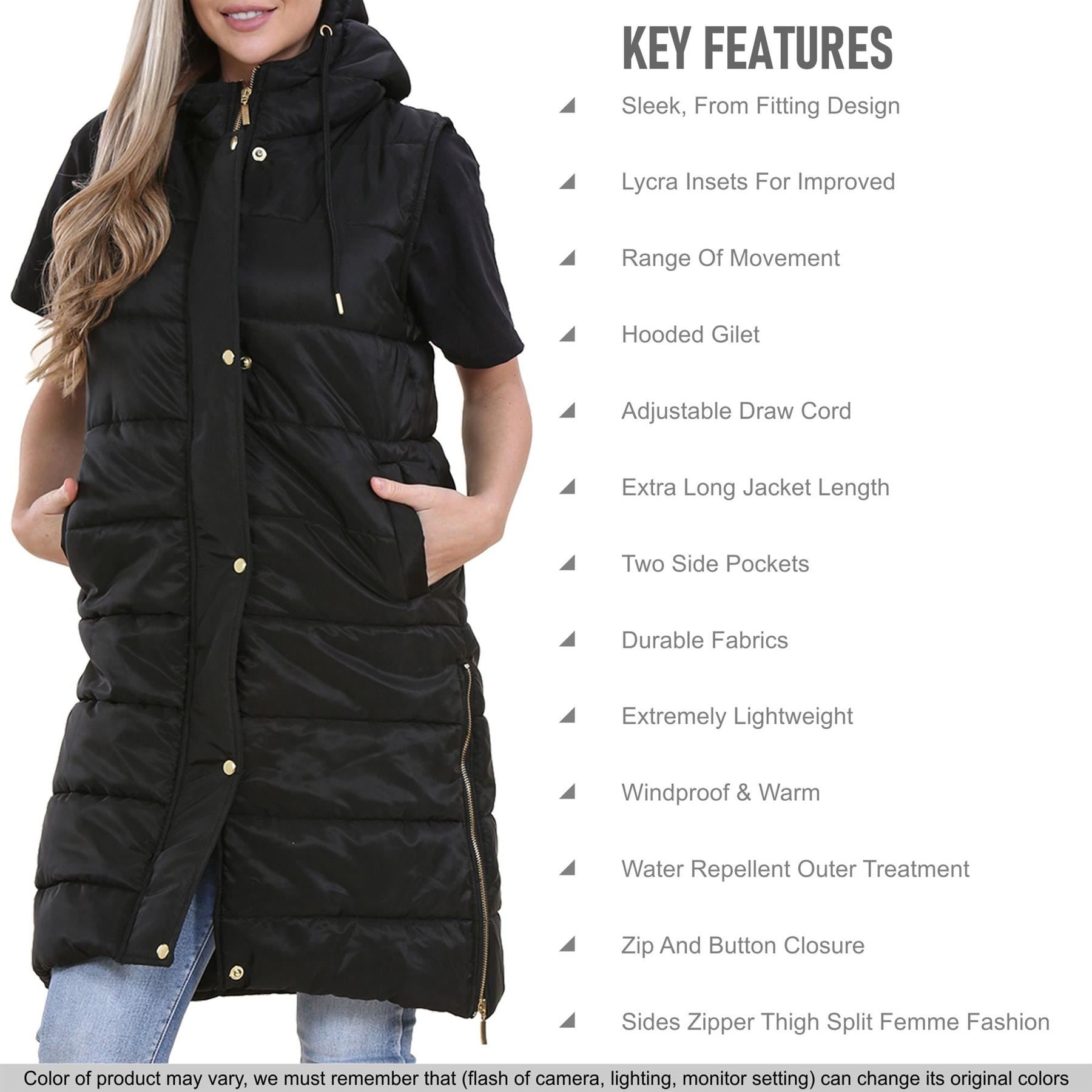 Ladies Oversized Gilet Long Line Style Black Jacket Coat