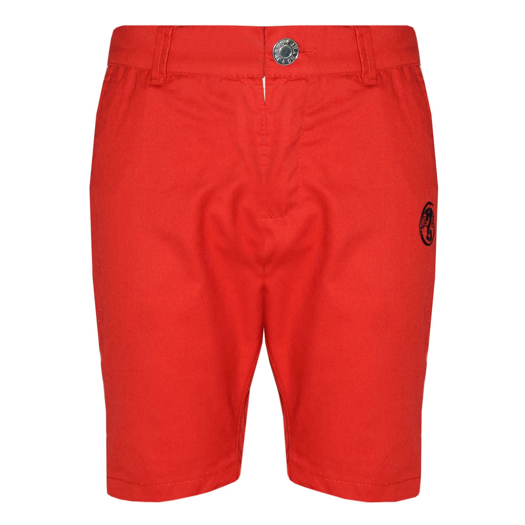Boys Summer Cotton Shorts Red Chino Knee Length