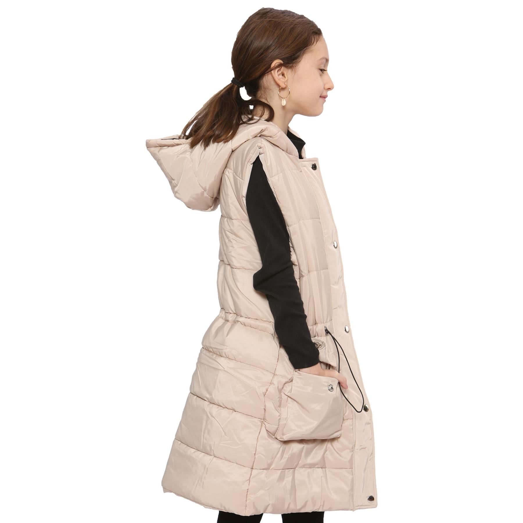 Kids Girls Oversized Gilet Long Line Style Jacket