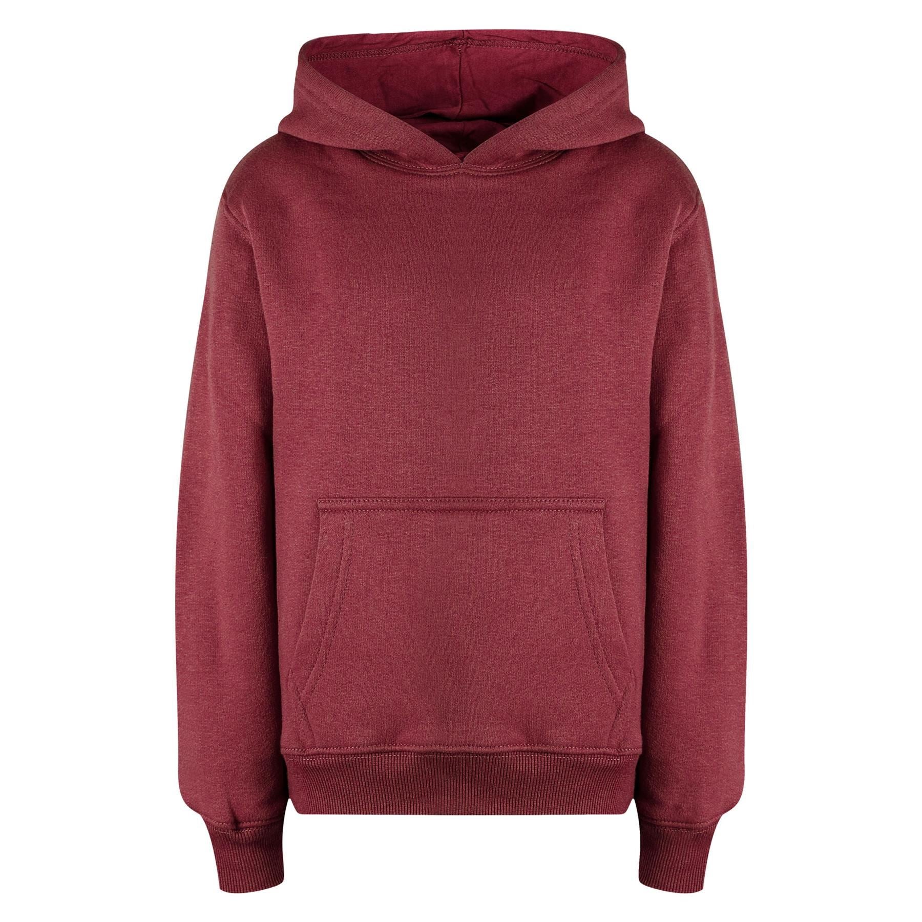 Kids Unisex Sweat Shirt Tops Plain Wine Hooded Jumpers Hoodies