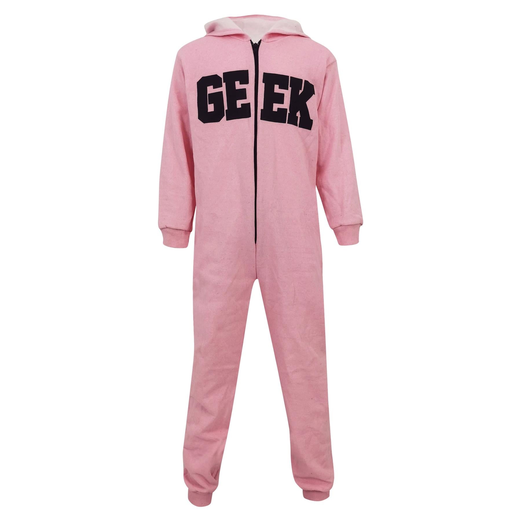 Boys Girls Unisex Geek Print Fleece Onesie - Kids Clothing Store