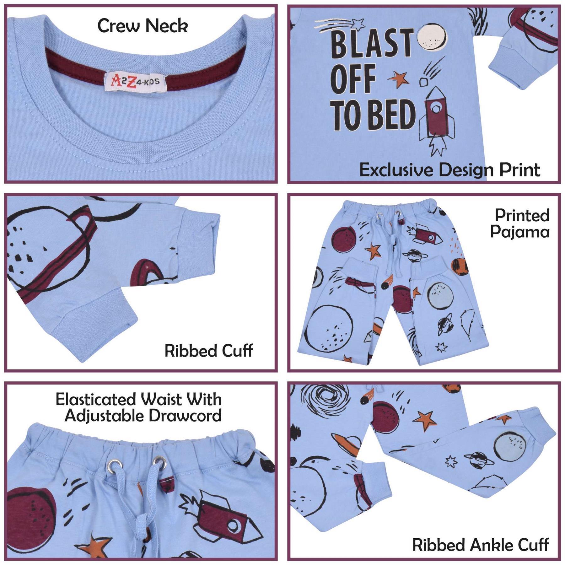 Kids Girls Boys Blast Off To Bed Print Pyjamas Set - Kids Clothing Store