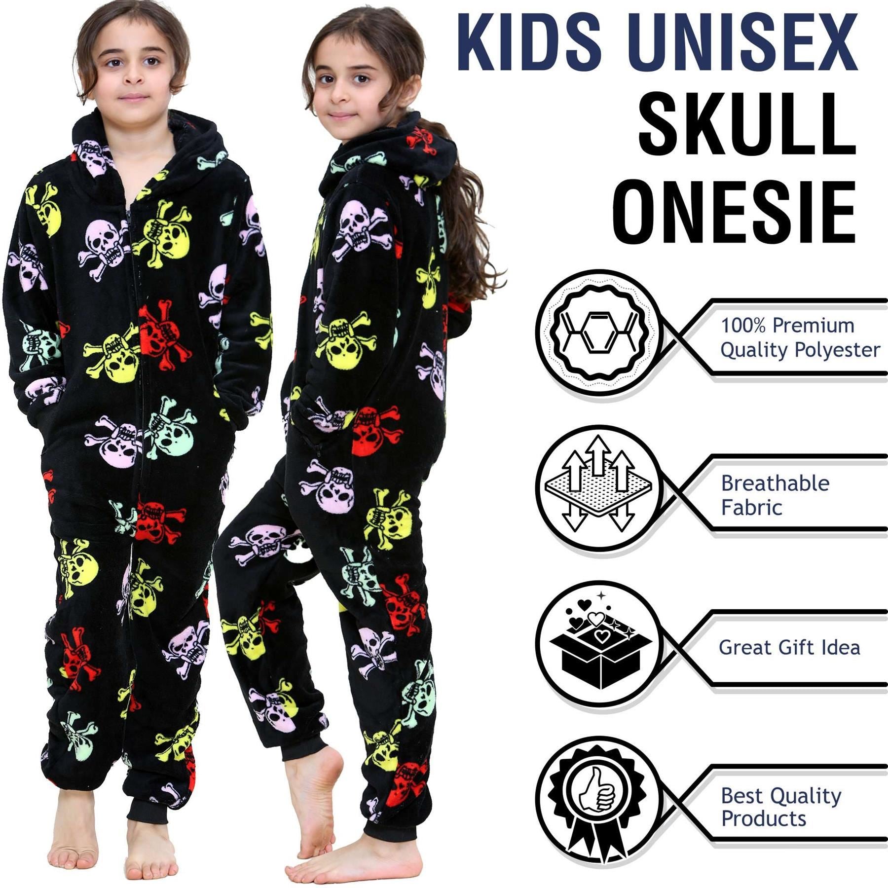 Girls Boys Halloween Skull & Bones Print Onesie - Kids Clothing Store