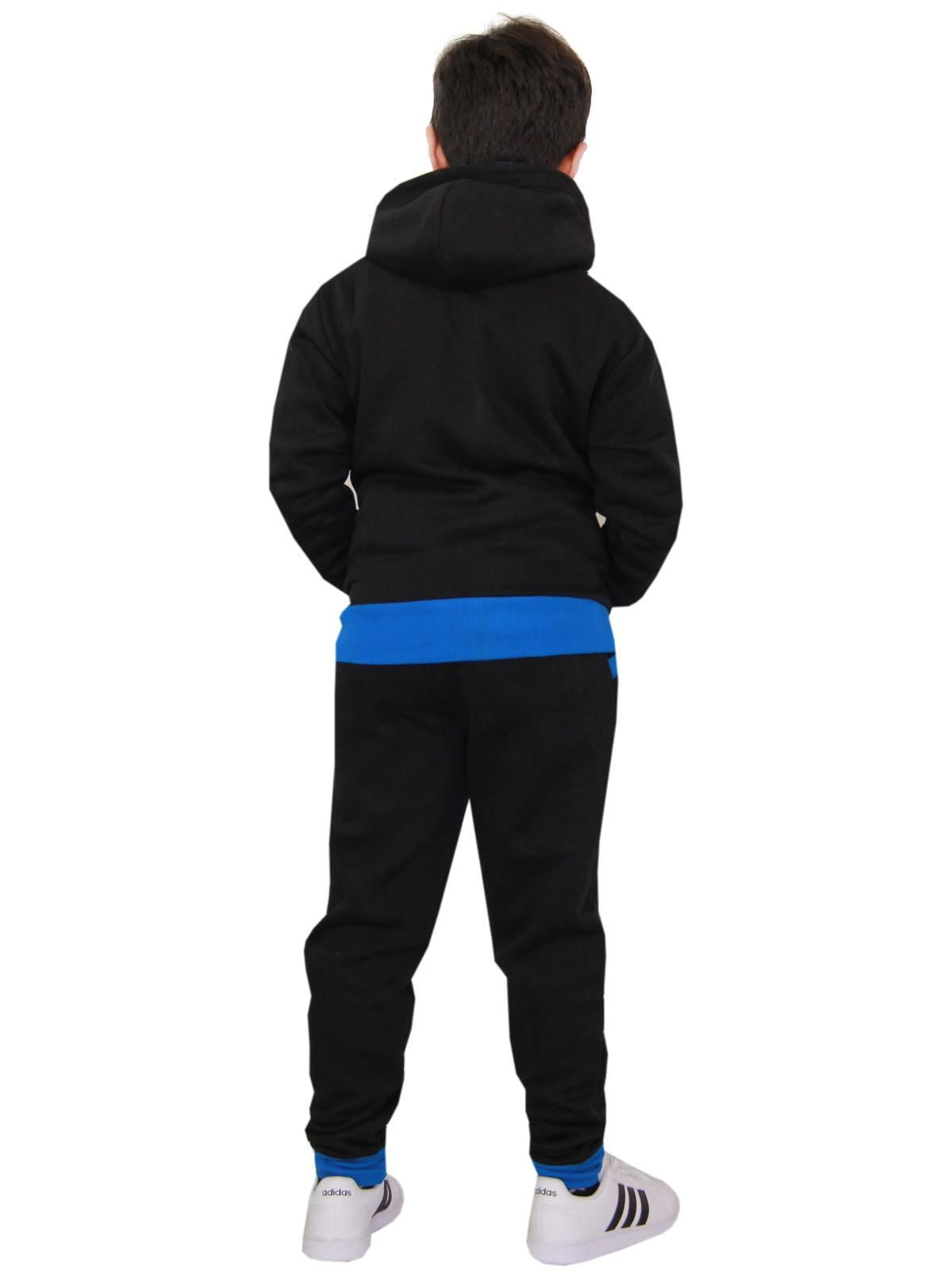 Kids Boys Girls The Power Design Jogger Black & Turquoise Tracksuit