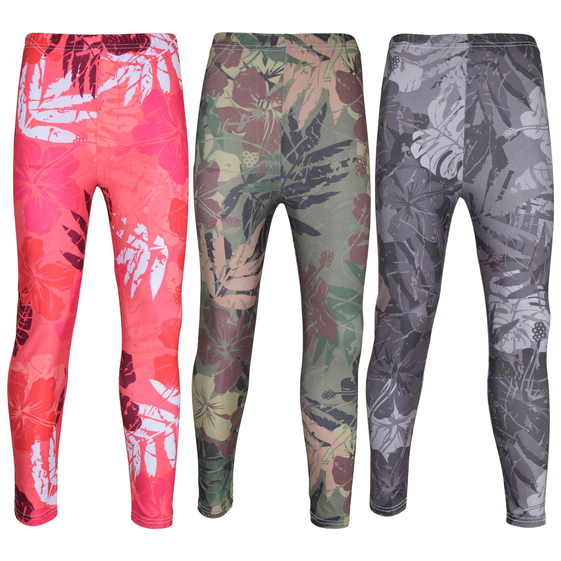 Kids Girls Camo Leaf Print Leggings